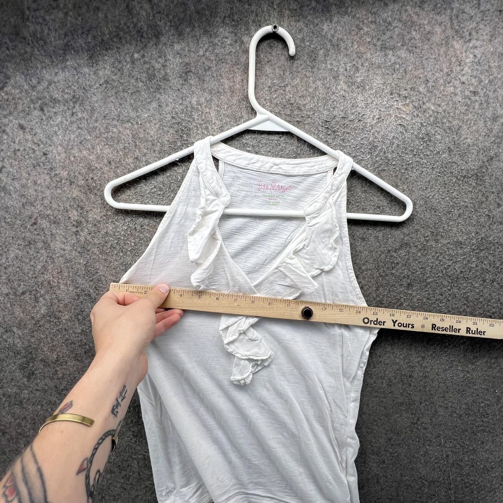 Lilly Pulitzer Lilly Pulitzer Tank Top Womens Small White Ruffle Halter Pima Cotton Jersey Size S / US 4 / IT 40 - 3 Thumbnail