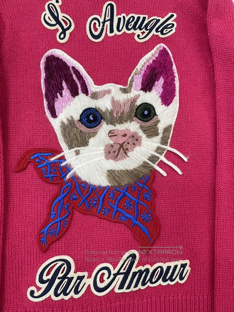 Gucci Gucci Pink kitten letter sweater knitwear Size XS / US 0-2 / IT 36-38 - 2 Thumbnail