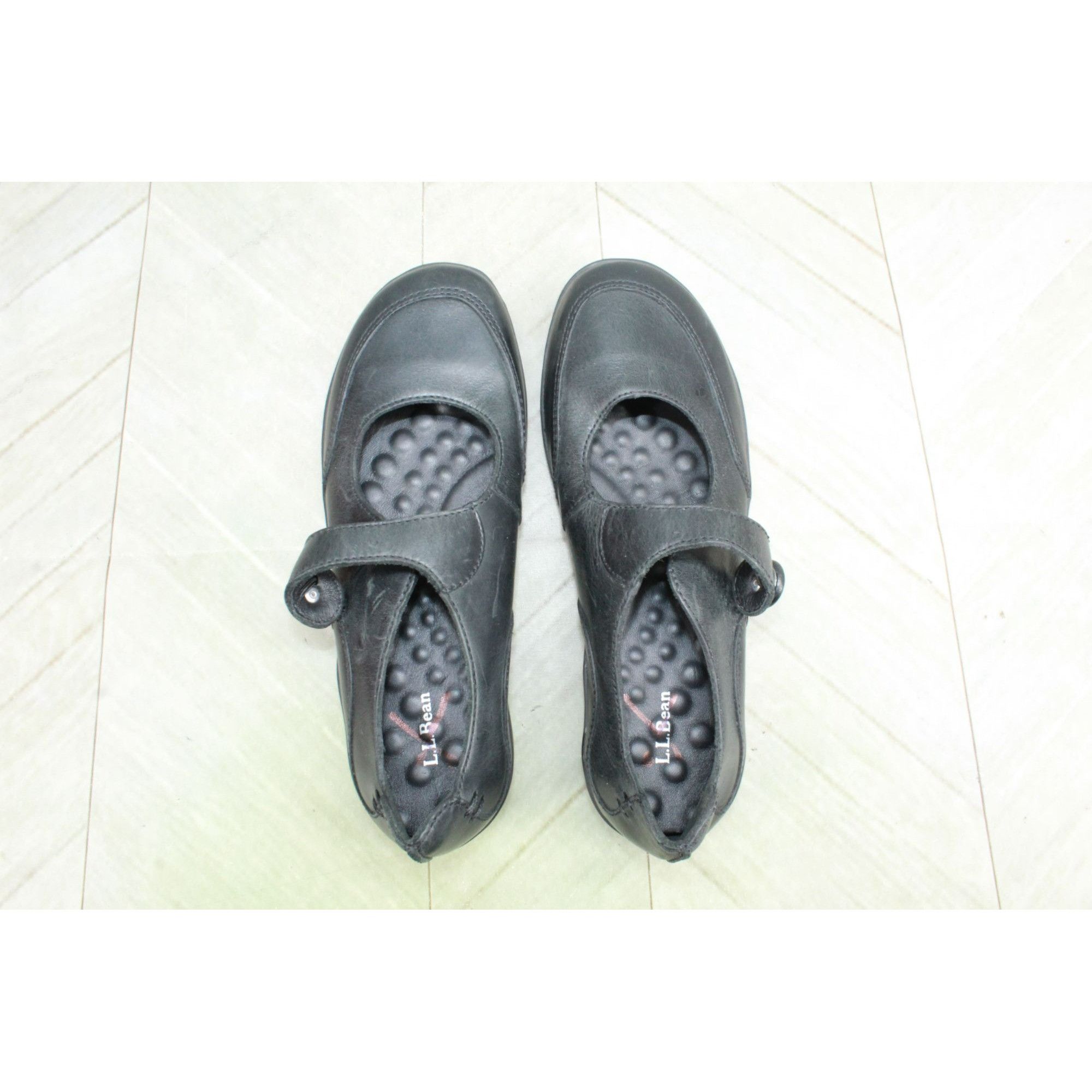 Leather LL Bean Women's Hook & Loop Mary Jane Flat Shoes Size US 6.5 / IT 36.5 - 7 Thumbnail