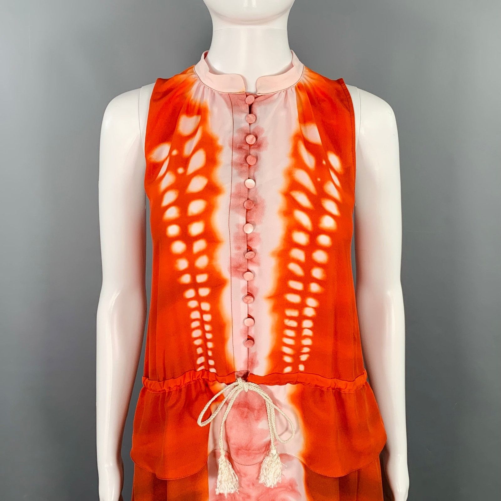 Altuzarra Penelope Orange Brown Tie Dye Sleeveless Asymmetrical Dress Size XS / US 0-2 / IT 36-38 - 2 Thumbnail