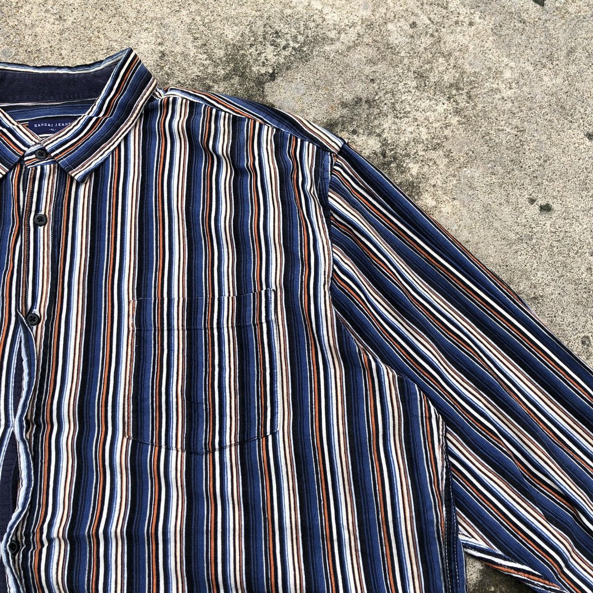 Designer × Japanese Brand × Kansai Yamamoto 🔥Rare🔥🇯🇵Kansai Yamamoto Corduroy Stripe Western Button Shirts Size US XXL / EU 58 / 5 - 6 Thumbnail