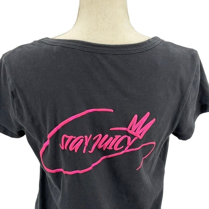 Juicy Couture Juicy Couture Embroidered Graphic T-Shirt Medium Black Pink Size M / US 6-8 / IT 42-44 - 6 Thumbnail