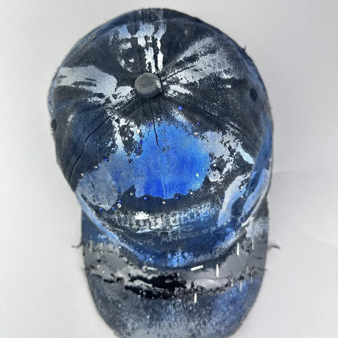 Other ASTROBOI* 'Cali' Black & Blue Painted Rhinestone Resin Hat Size ONE SIZE - 6 Thumbnail
