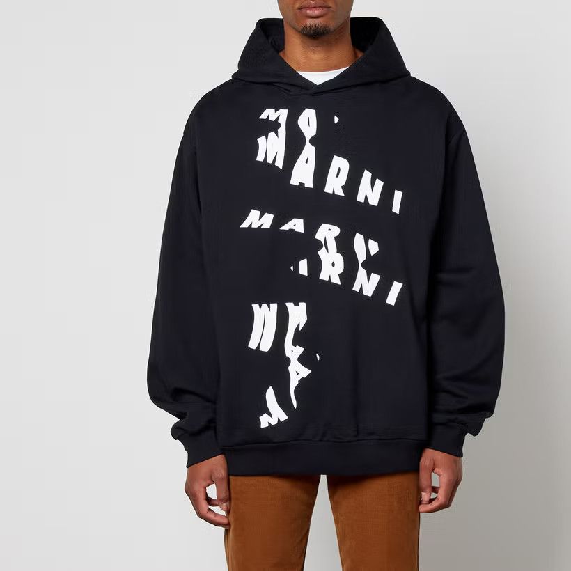 Marni o1y0225 Logo Hoodie in White/Black Size US M / EU 48-50 / 2 - 1 Thumbnail