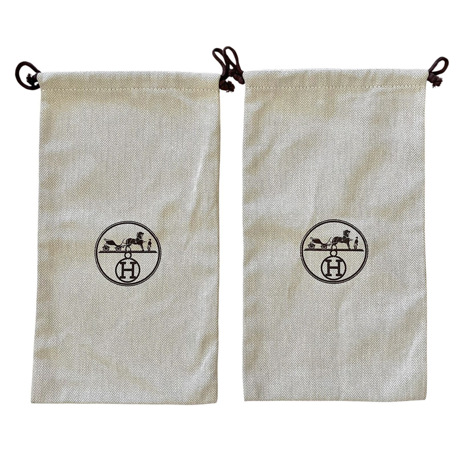 Hermes Hermès Calèche Beige Herringbone Shoe Dust Bag Set - 2 Bags Size ONE SIZE - 2 Thumbnail