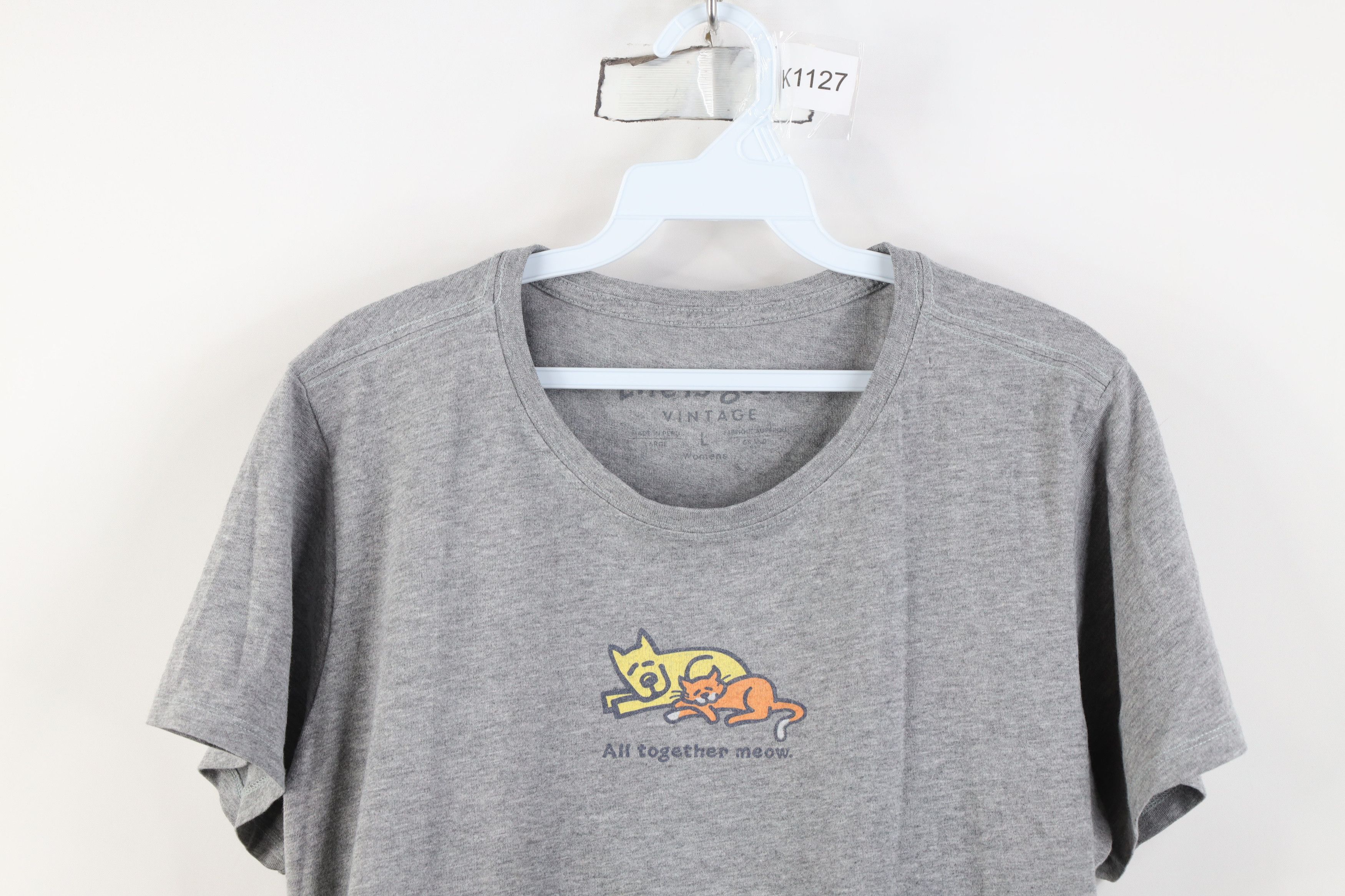 Life is Good Vintage Life Is Good Spell All Together Meow Cat Dog T-Shirt Size L / US 10 / IT 46 - 2 Thumbnail