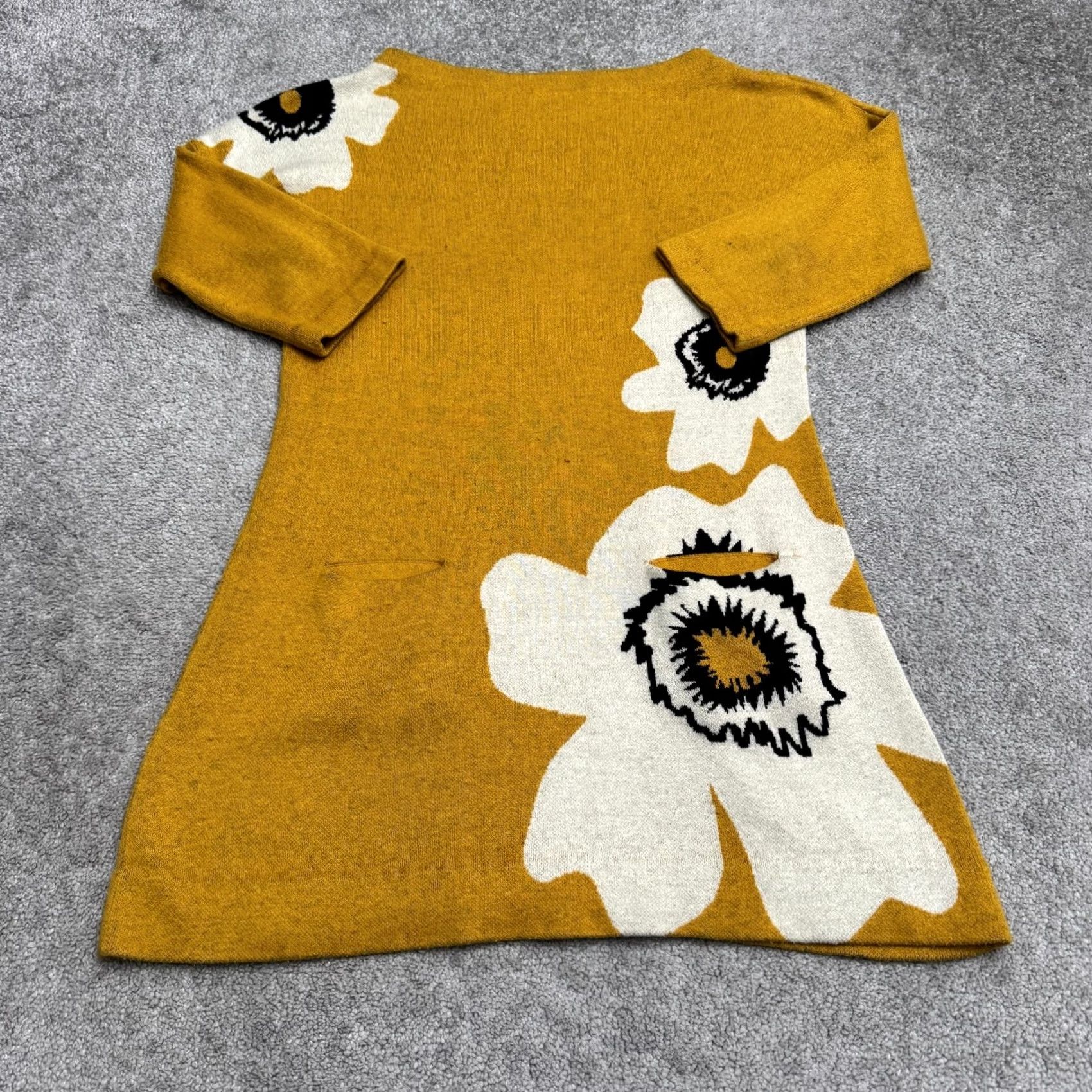 Anthropologie Anthropologie Field Flower Poppy Sweater Dress Womens M Yellow Silk Cotton Knit Dolman Sleeve Long Floral Vintage No Size M / US 6-8 / IT 42-44 - 2 Thumbnail