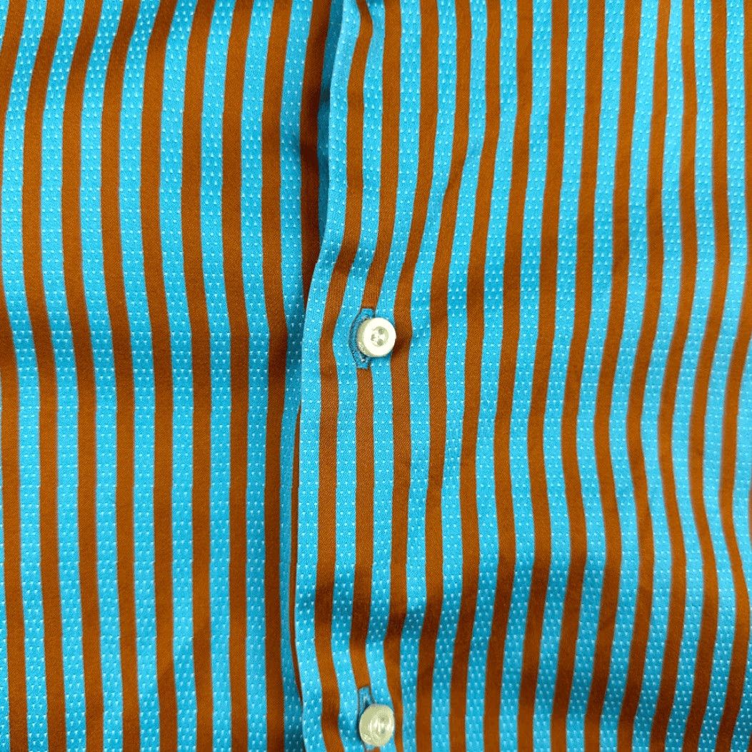Robert Graham Robert Graham Shirt Adult XL Blue Striped Button-Down, Long Sleeve, Cotton, 27 Chest, 33 Length, Regular Fit, 47 Tag Size, Button Closure, Collared Size 46R - 4 Thumbnail