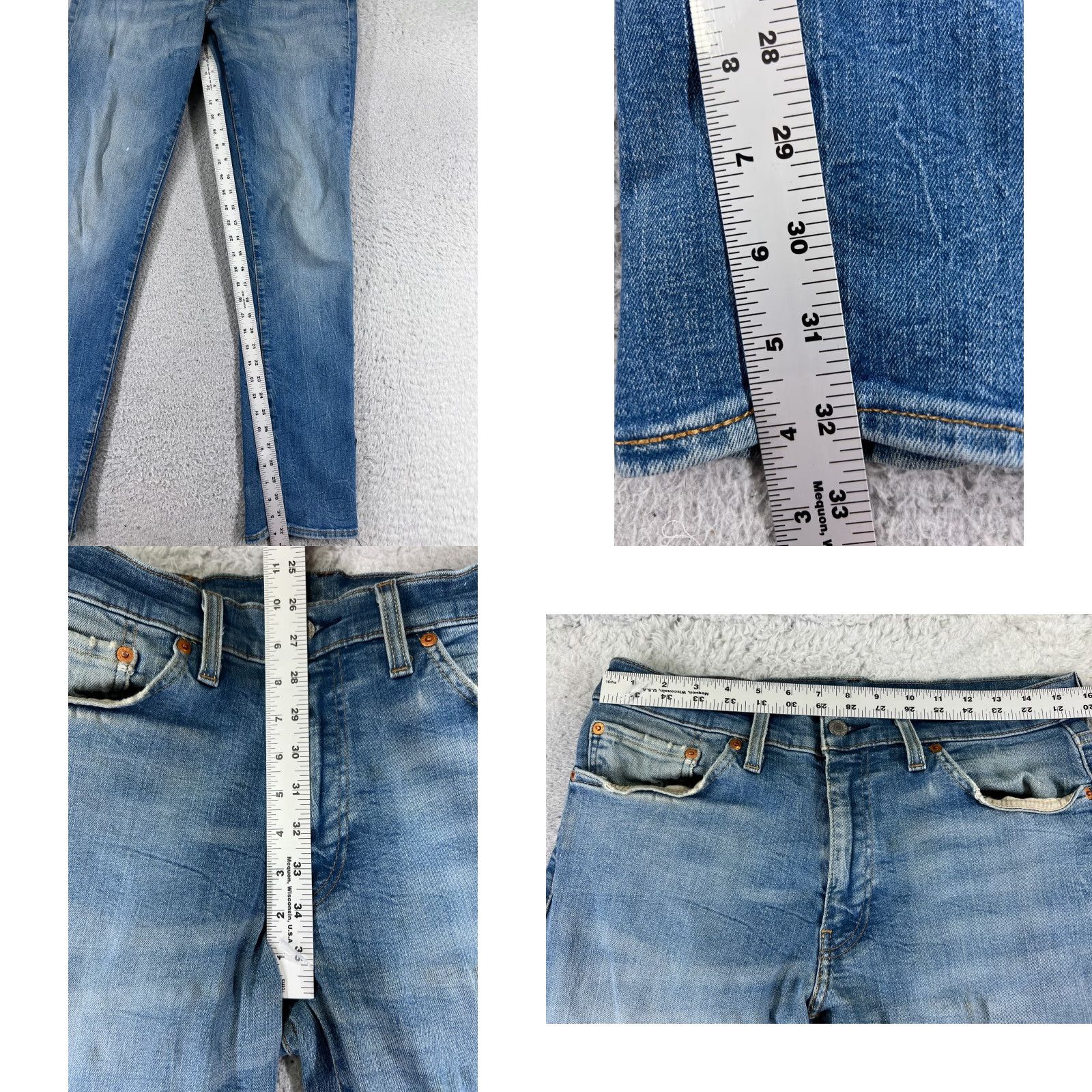 Levi's Levi's Levi's 511 Jeans Men Slim Straight Cotton Denim Blue 31x32 Light Wash 33 Regular Vintage No N/A Size US 33 - 9 Thumbnail