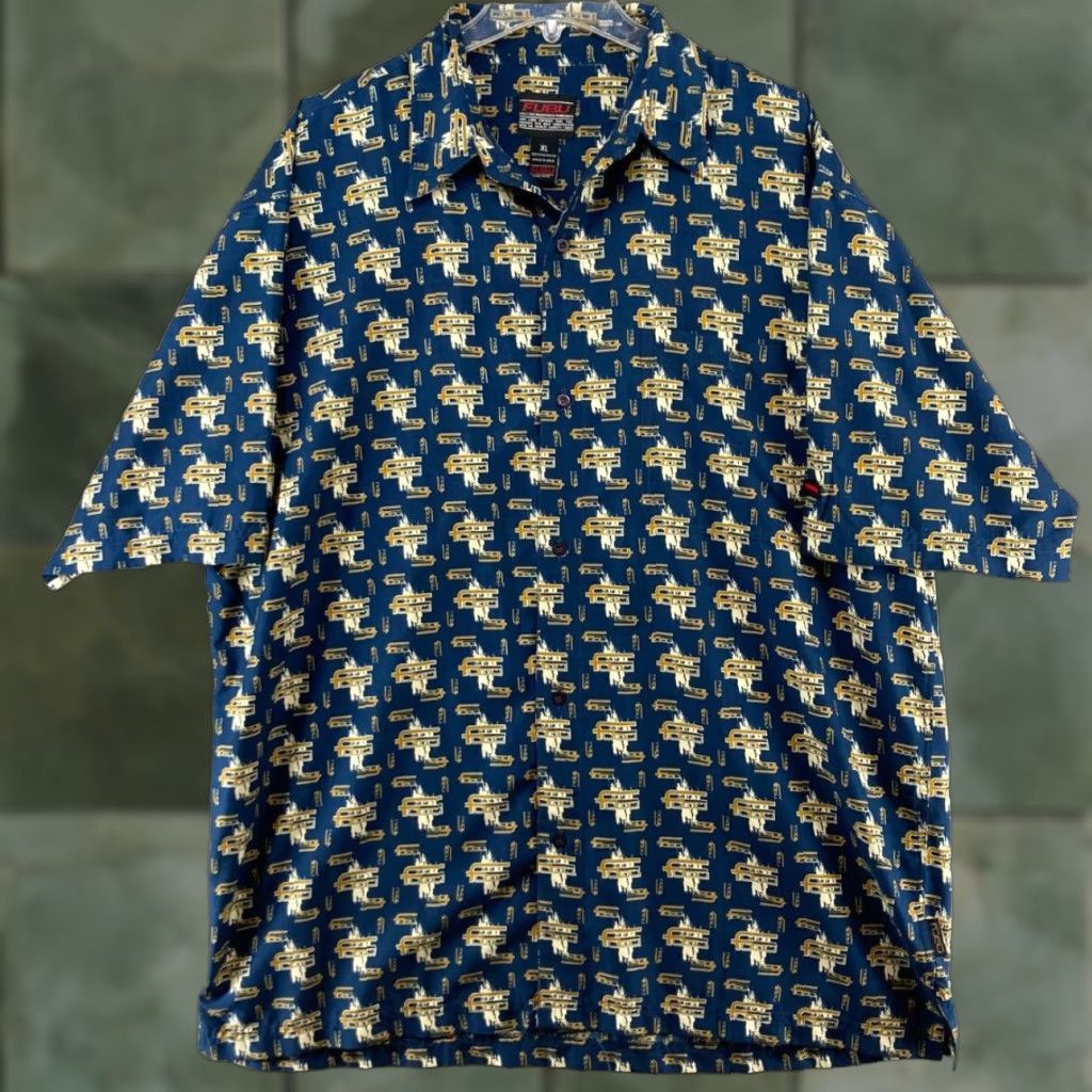Fubu FUBU Mens Button-Up Shirt XL Blue Hip Hop 90s Graphic Print Collared Short Sleeve Relaxed Fit Casual Size US XL / EU 56 / 4 - 1 Thumbnail