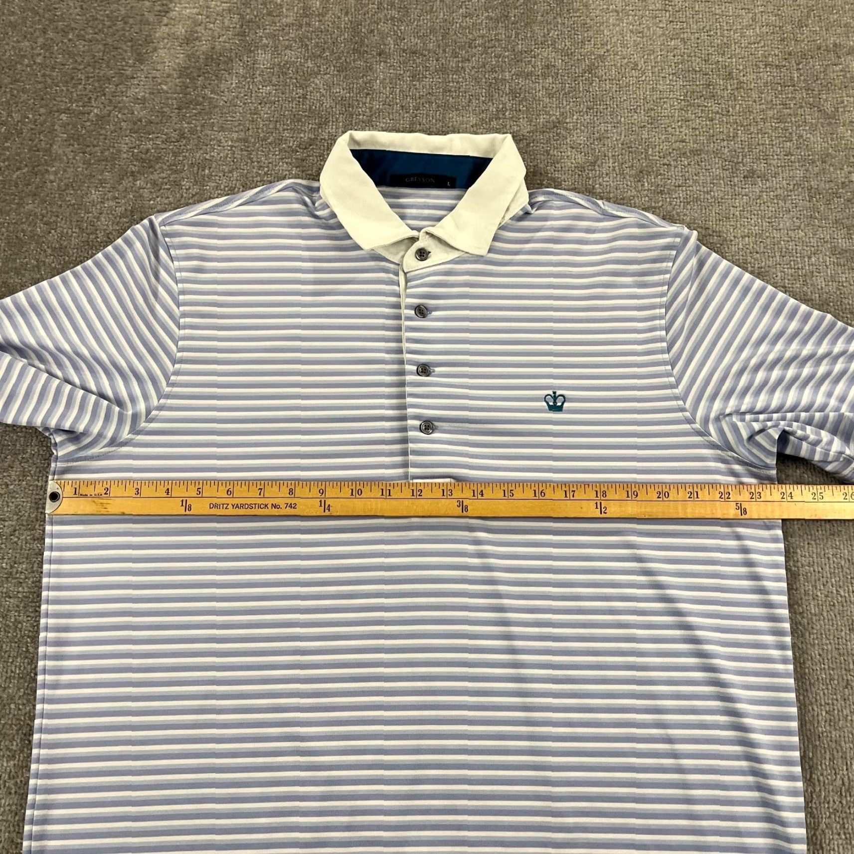 Vintage GREYSON Polo Shirt Mens Large White Purple Striped Golf Performance Kings Creek Shirt Mens Large Greyson Polo Size US L / EU 52-54 / 3 - 7 Thumbnail