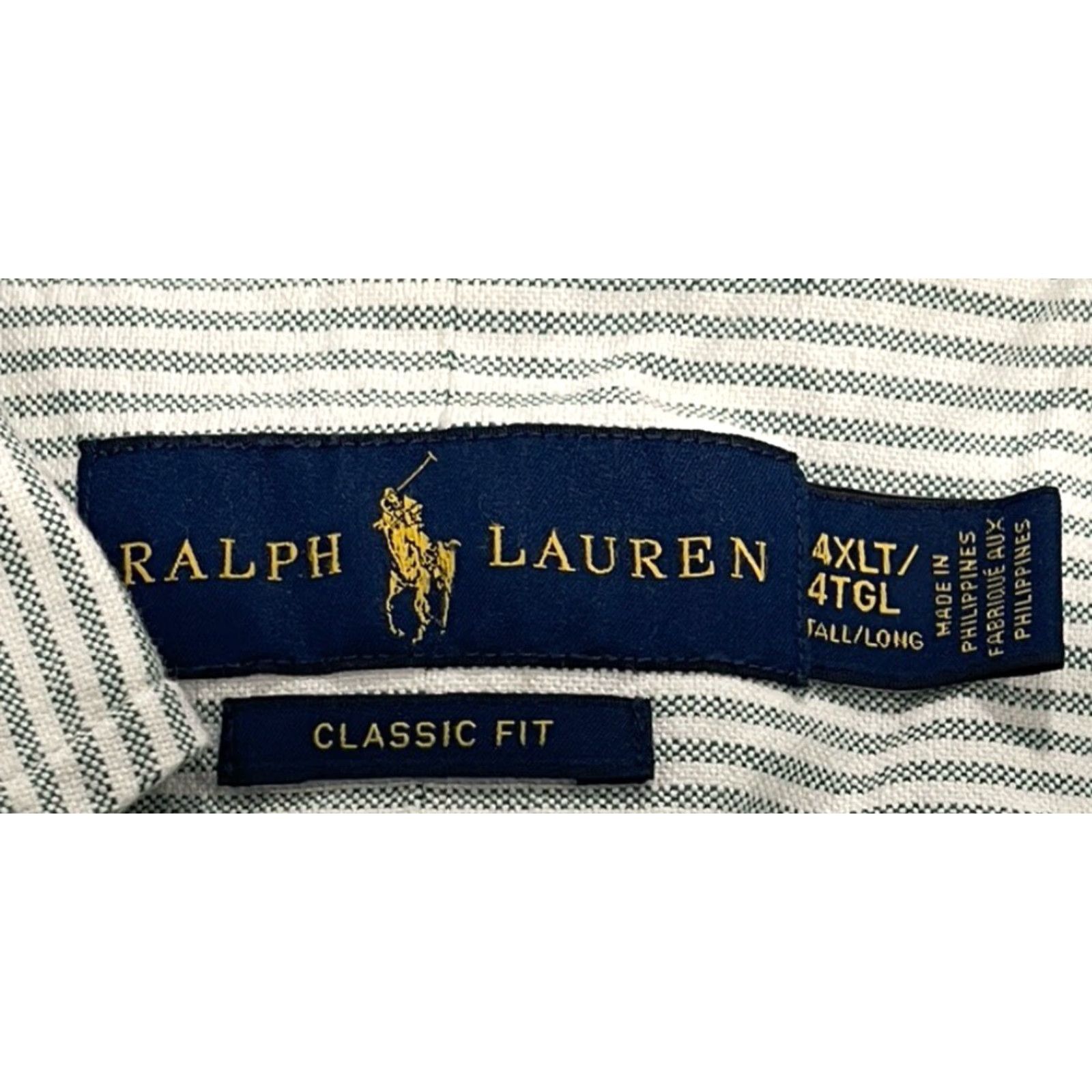 Ralph Lauren Ralph Lauren Polo Button-Up Shirt White Green Striped 4XLT Multicolor Logo Pony Embroidered Long Sleeve Button-Down Collar Mens Big & Tall"} Size US XXL / EU 58 / 5 - 4 Thumbnail