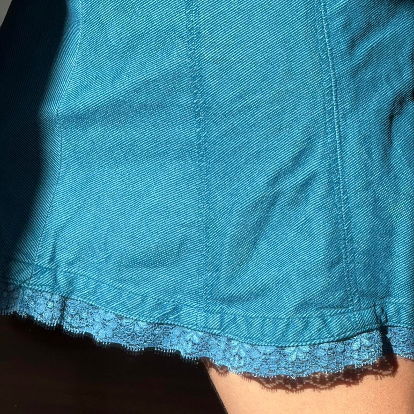 Vintage ✿ Vintage Y2K Teal Mini Skirt ✿ Size 28" / US 6 / IT 42 - 3 Thumbnail