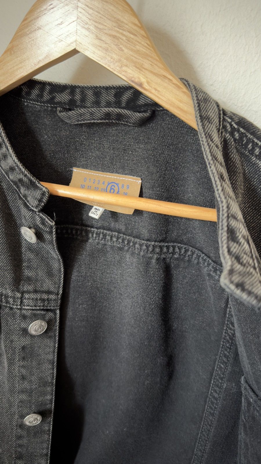MM6 MM6 MAISON MARGIELA Gray Collarless Denim Jacket Size US S / EU 44-46 / 1 - 3 Thumbnail