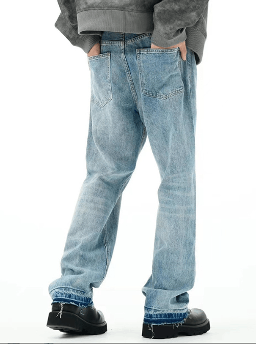 Japanese Brand × Jean Street fashion washed straight versatile ripped jeans y2k Size US 32 / EU 48 - 4 Thumbnail