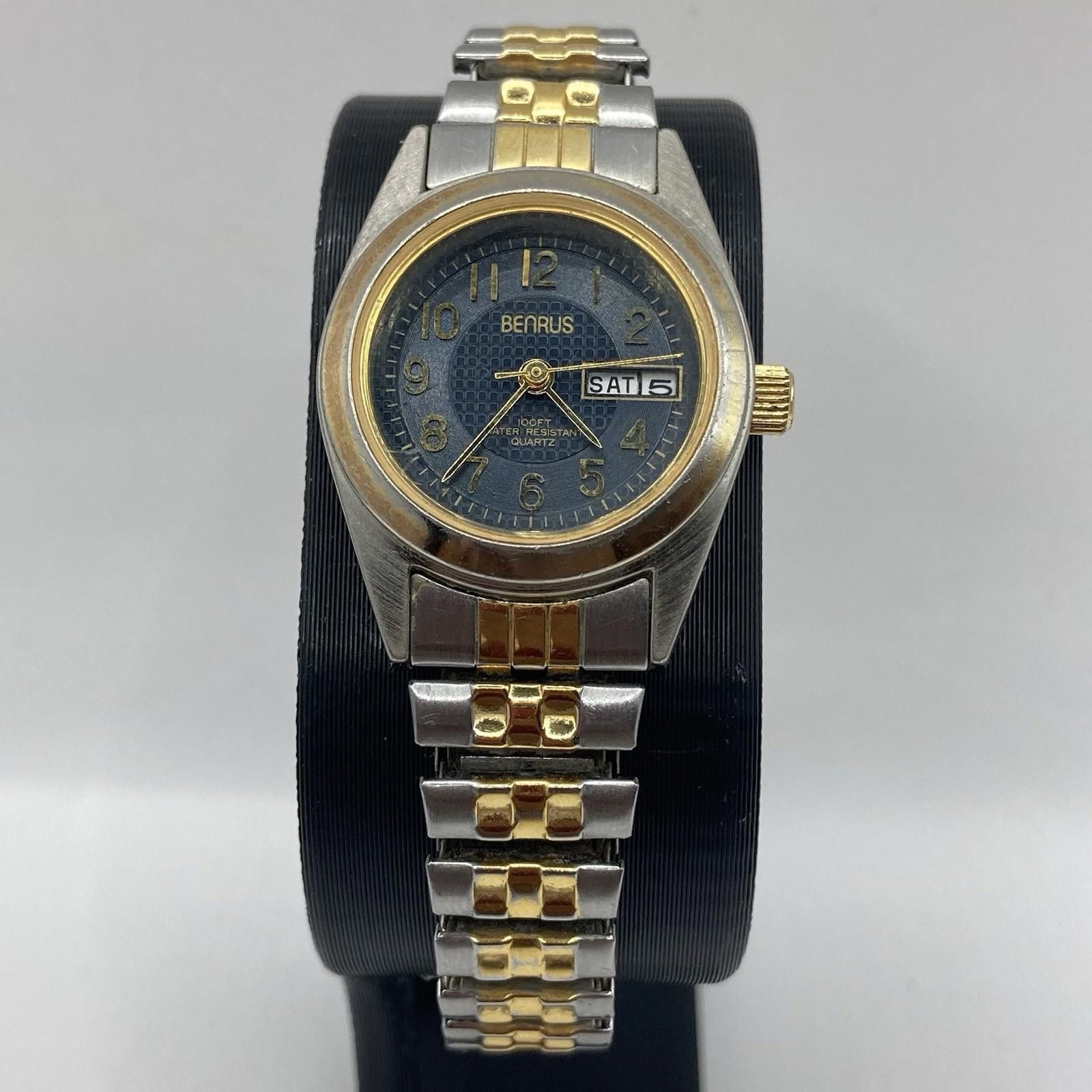Designer Benrus BN324P Two Tone Silver Gold Ladies Watch Day Date Size ONE SIZE - 2 Thumbnail