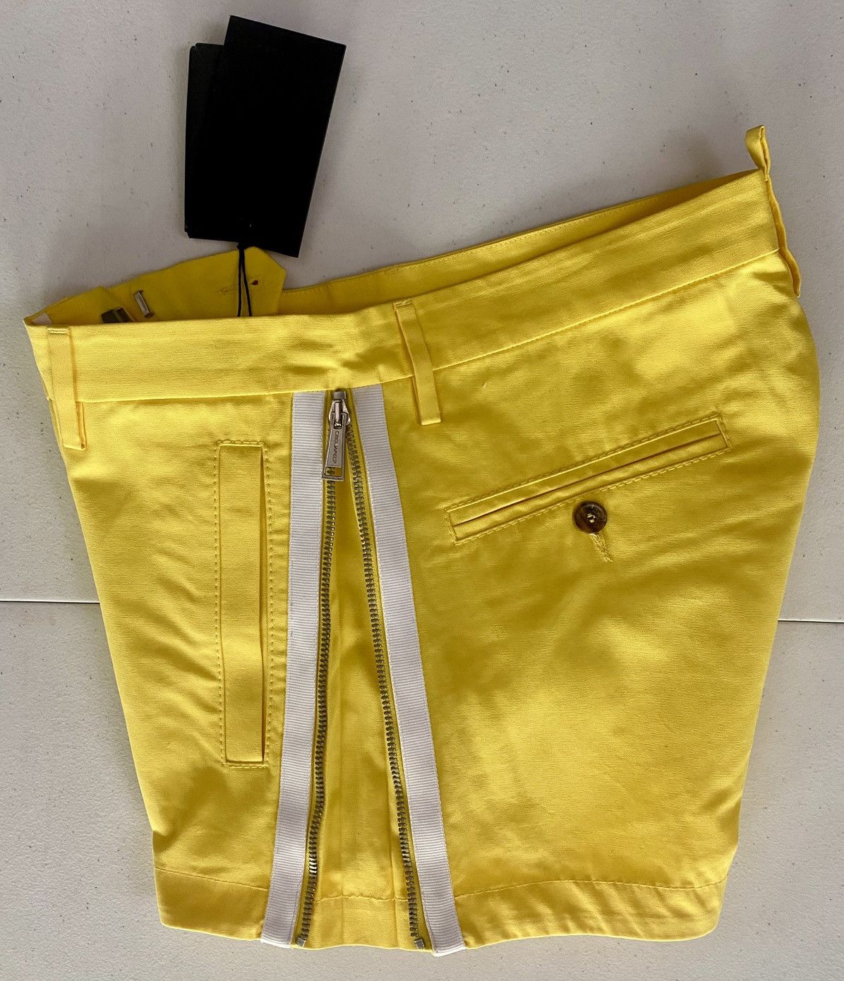 Dsquared2 Dsquared2 Canary Yellow/White Stripes Side Zip Shorts 44 NWT Size 30" / US 8 / IT 44 - 6 Thumbnail