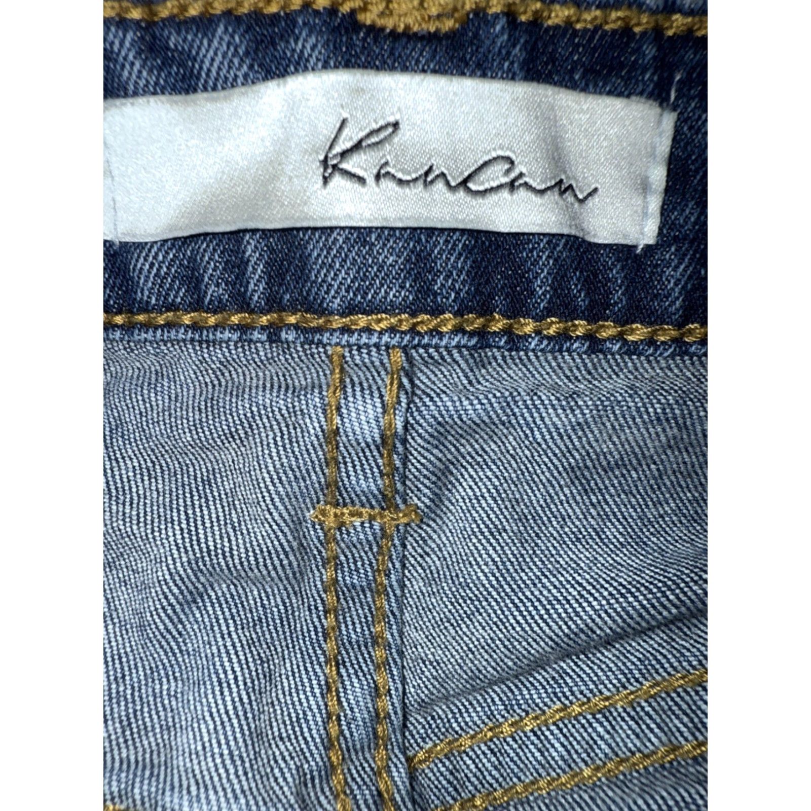 Vintage Kancan Jeans Women’s 27 Denim Distressed Raw Hem Stretch Blue Mid Rise 5-Pocket City Modern Straight Size 27" / US 4 / IT 40 - 3 Thumbnail