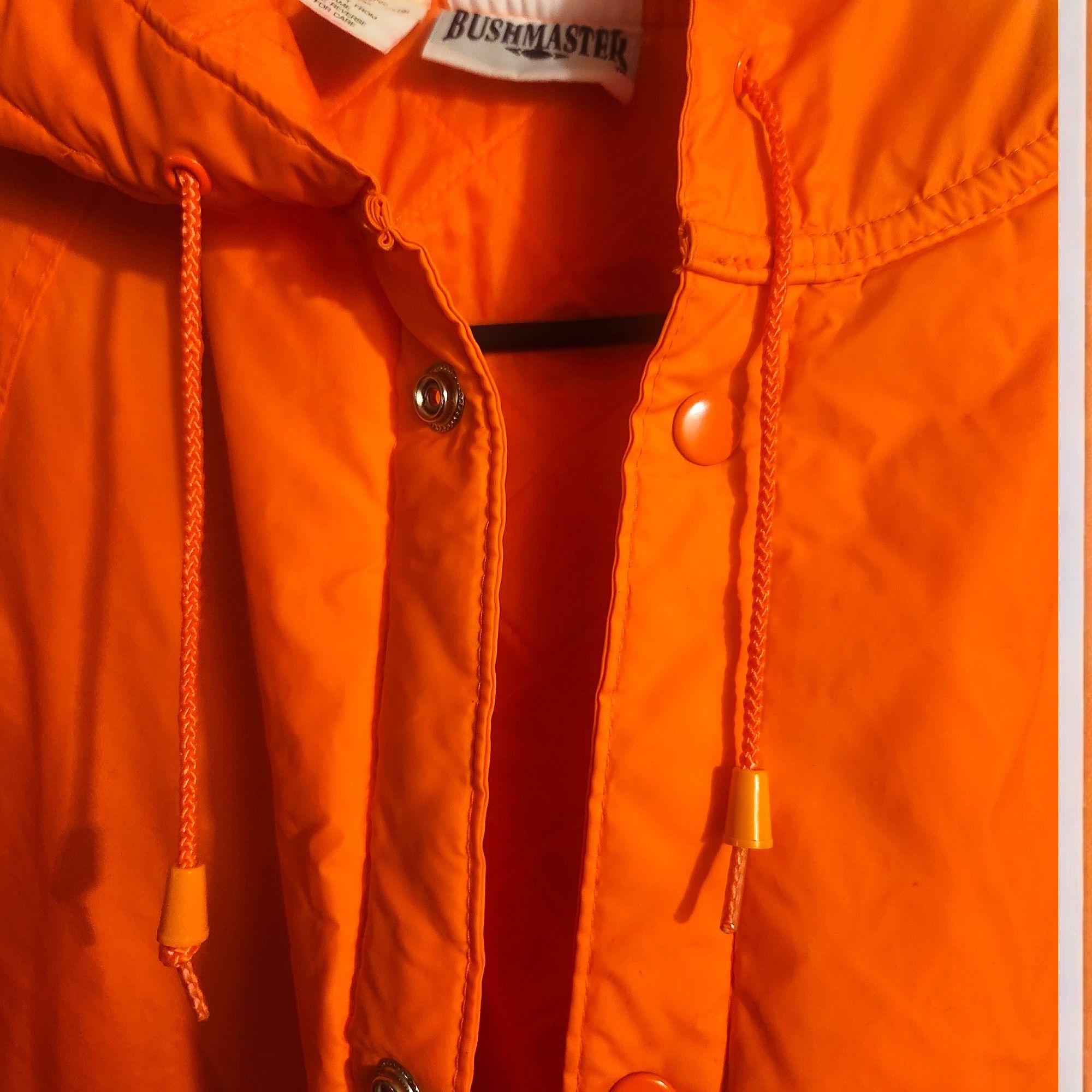 Vintage Bushmaster Orange Rain Jacket Hooded Vtg L Nylon & PVC Snap Size US L / EU 52-54 / 3 - 6 Thumbnail