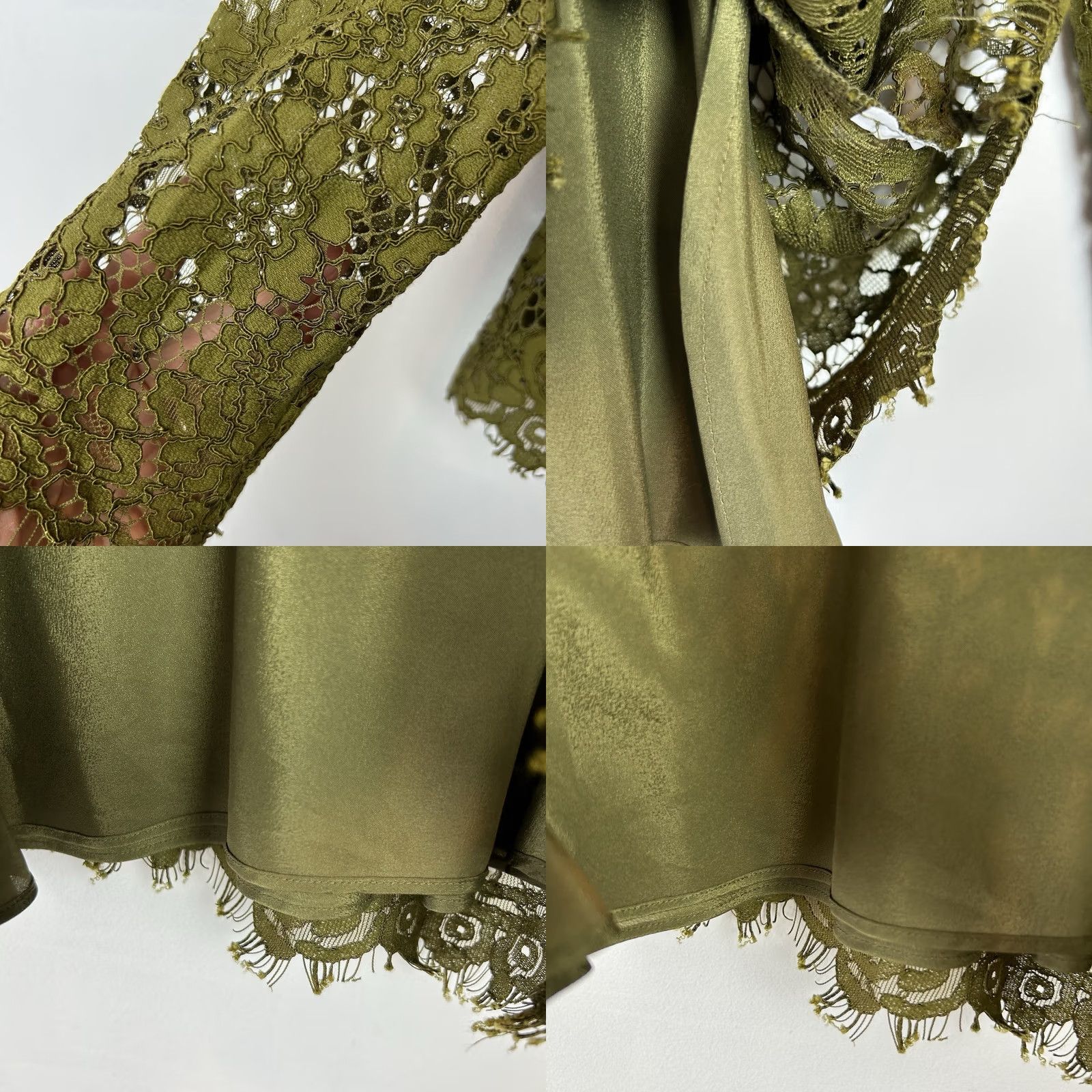 J.Crew J.CREW Lace Top Womens 2 Petite Long Sleeve Shirt Olive Green Sheer Sleeve Blouse Size XS / US 0-2 / IT 36-38 - 8 Thumbnail