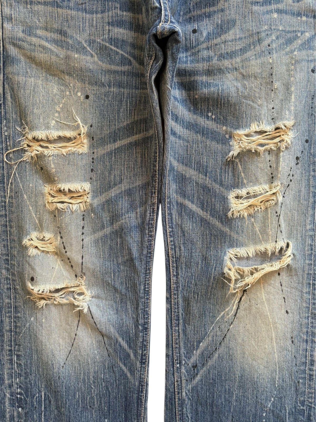 Edwin Vintage Edwin 503 Blue Trip Paint Mud Wash Rip Loose Jeans Size US 34 / EU 50 - 5 Thumbnail