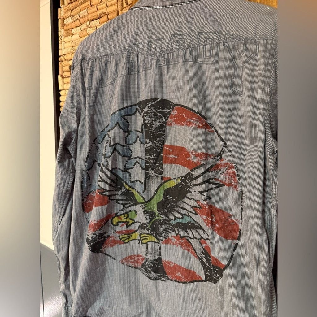 Ed Hardy Vintage Y2K Ed Hardy Pearl snap graphic logo patchwork shirt Size US M / EU 48-50 / 2 - 2 Thumbnail