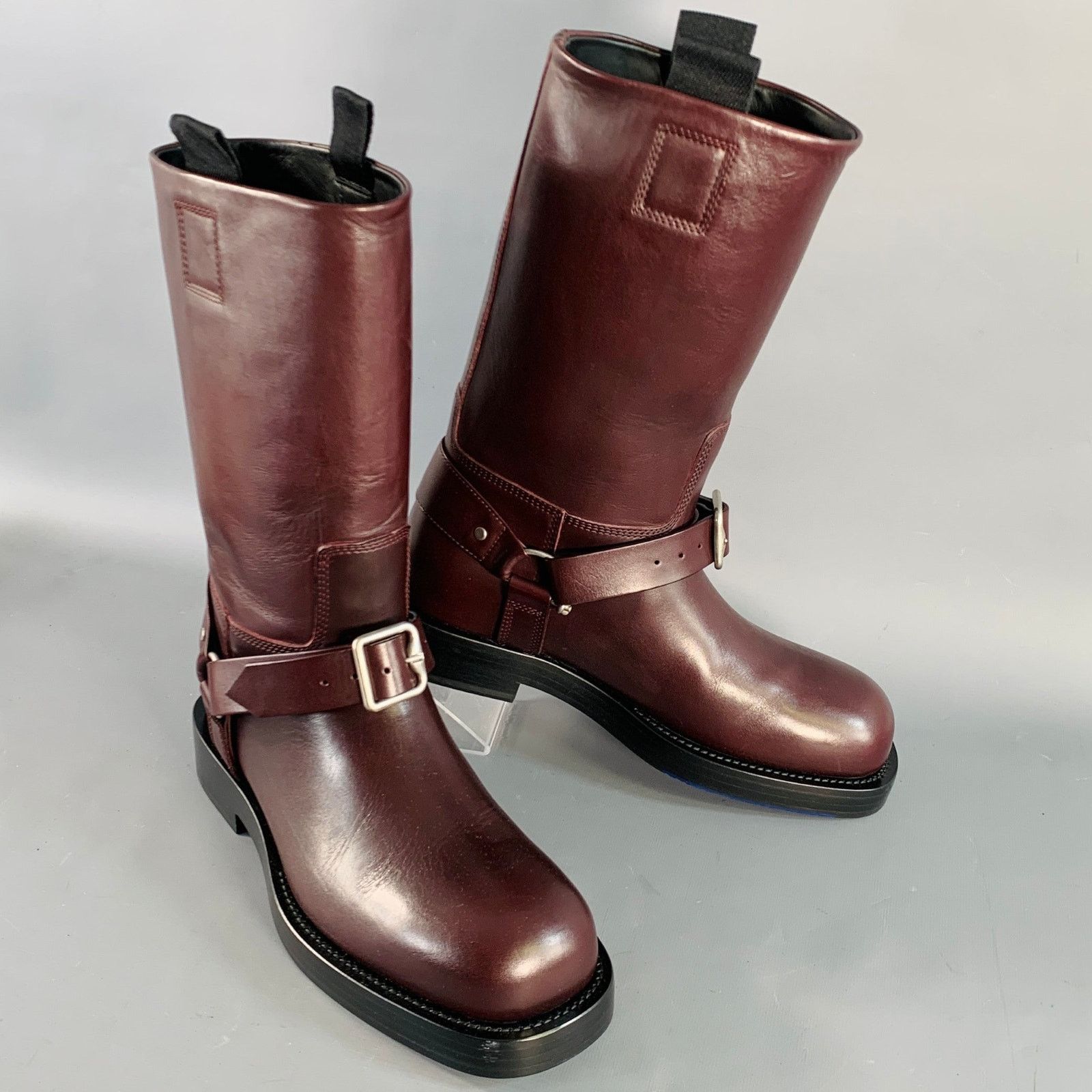 Size 9.5 Burgundy Leather Calf High Pull On Harness Boots