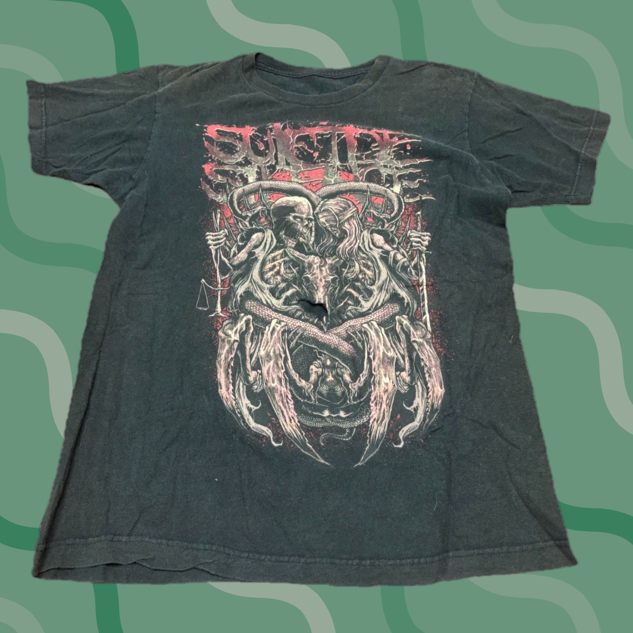 Anvil VINTAGE? No. Mens Suicide Silence Band T-shirt Black M Rock/Metal Shirt Mens Short Sleeve Crew Neck Graphic Print Cotton Anvil Size US M / EU 48-50 / 2 - 1 Thumbnail