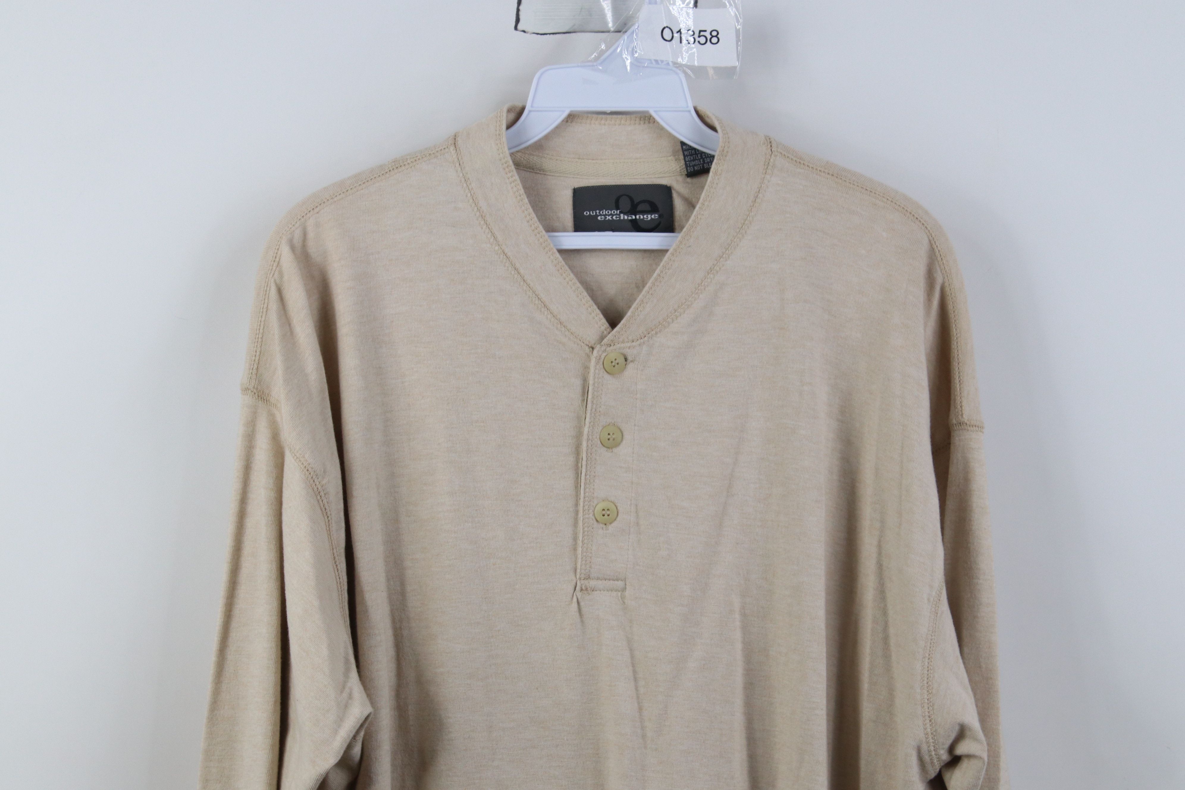 Vintage Vintage 90s Streetwear Long Sleeve Henley T-Shirt Beige Size US L / EU 52-54 / 3 - 2 Thumbnail