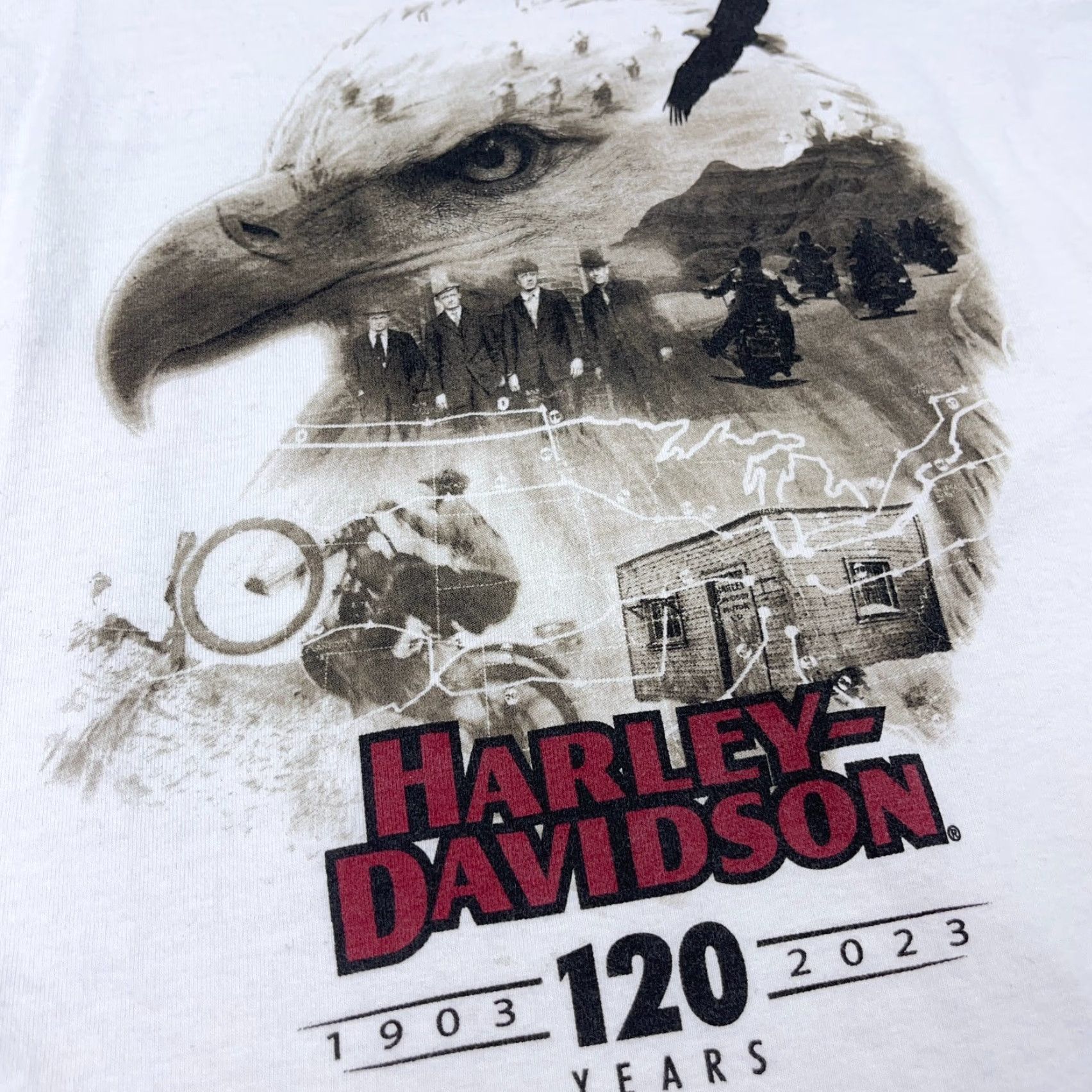 Harley Davidson VINTAGE Harley-Davidson Shirt Men Medium White Biker Tee 120th Eagle Retro Adult Size US M / EU 48-50 / 2 - 5 Thumbnail