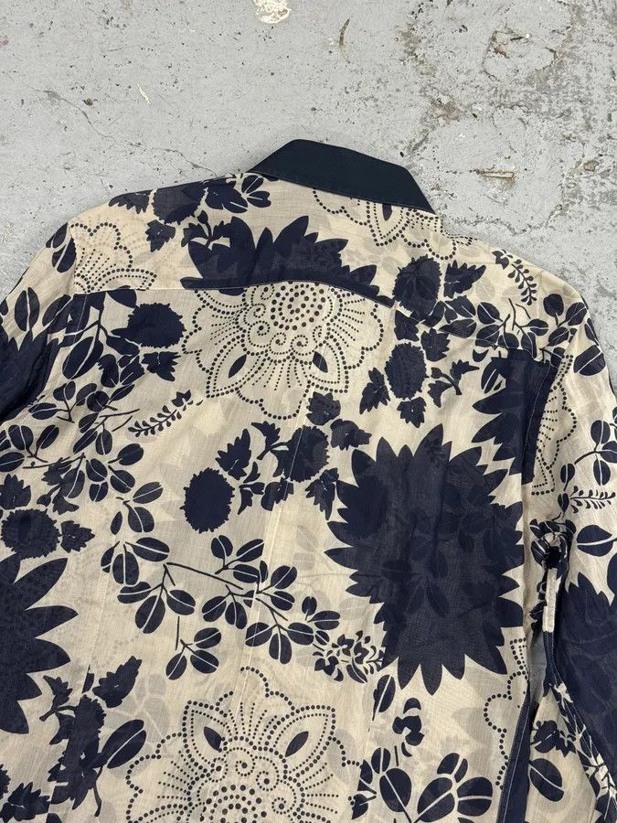 Dolce & Gabbana 2000s Dolce & Gabbana Cream Navy Cotton Floral Shirt Size US M / EU 48-50 / 2 - 8 Thumbnail