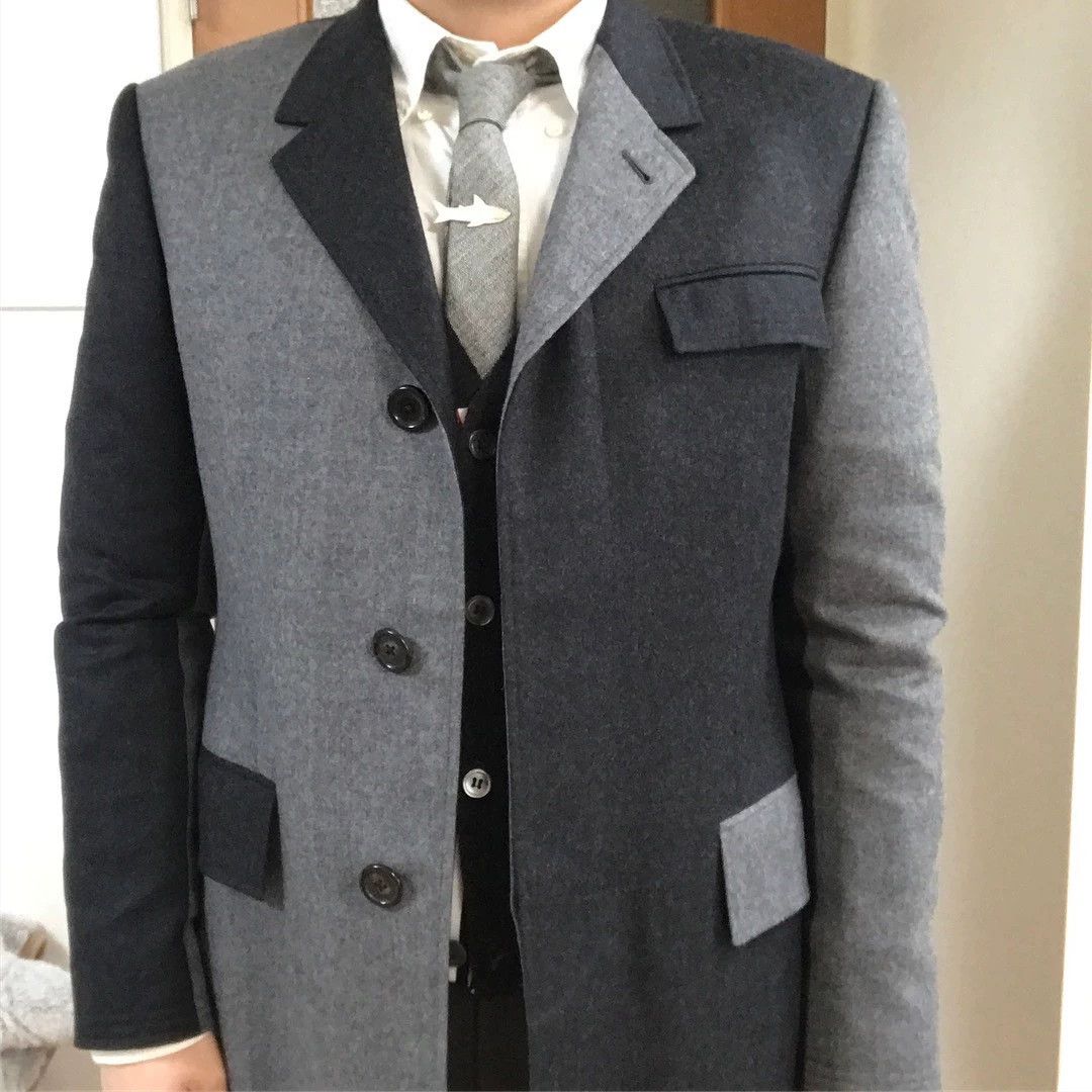 Thom Browne Thom Browne Rare Colorblock Mid & Dark Gray Coat Size 0 Size XS / US 0-2 / IT 36-38 - 7 Thumbnail