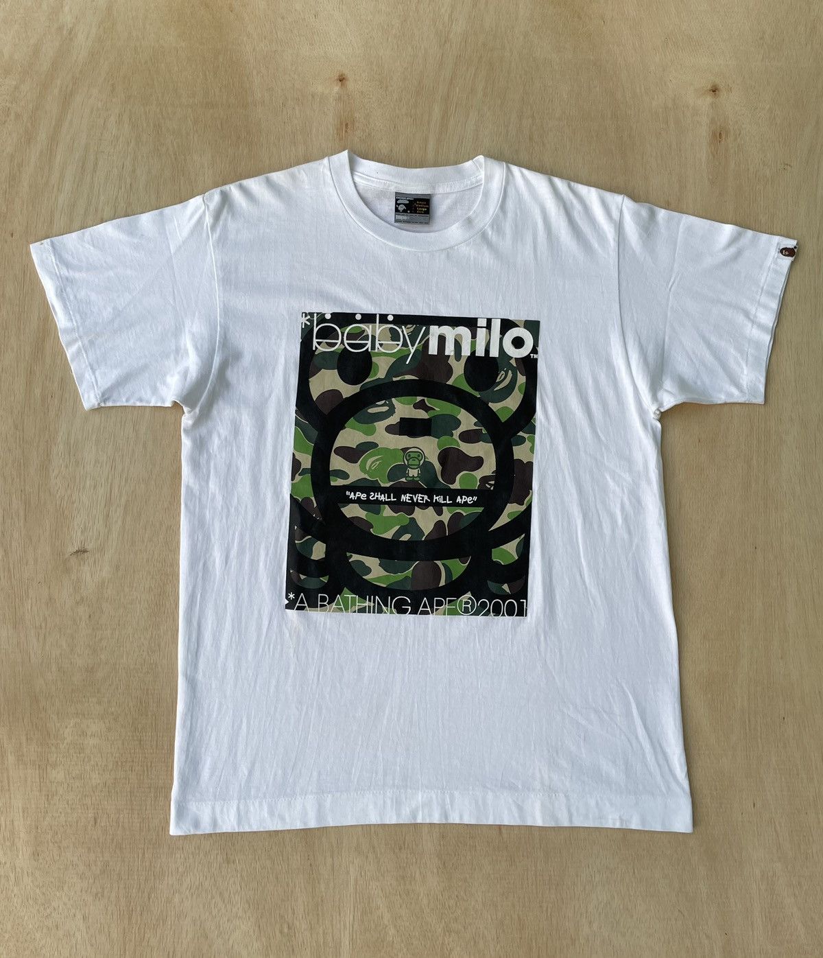 image of Vintage Baby Milo A Bathing Ape 2001 Tshirt in White, Men's (Size Large)