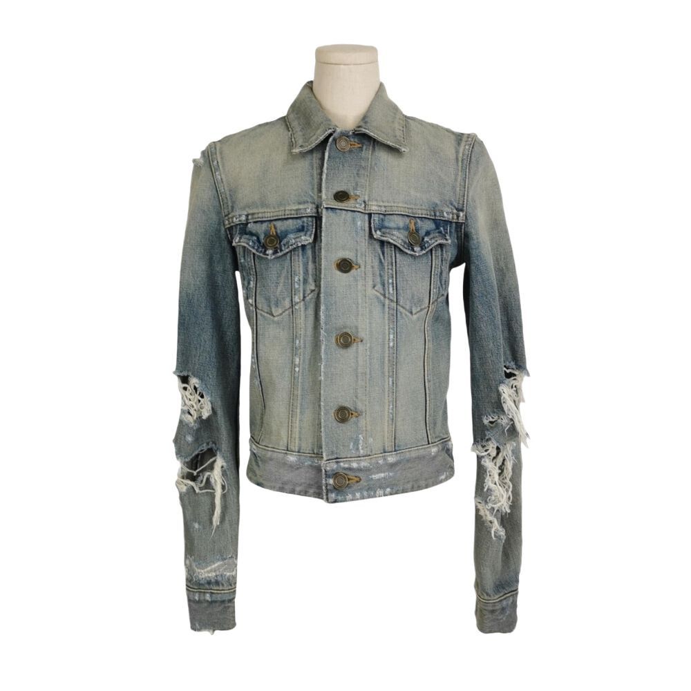 Saint Laurent Paris Saint Laurent Distressed Denim Jacket Size M Size US M / EU 48-50 / 2 - 1 Thumbnail