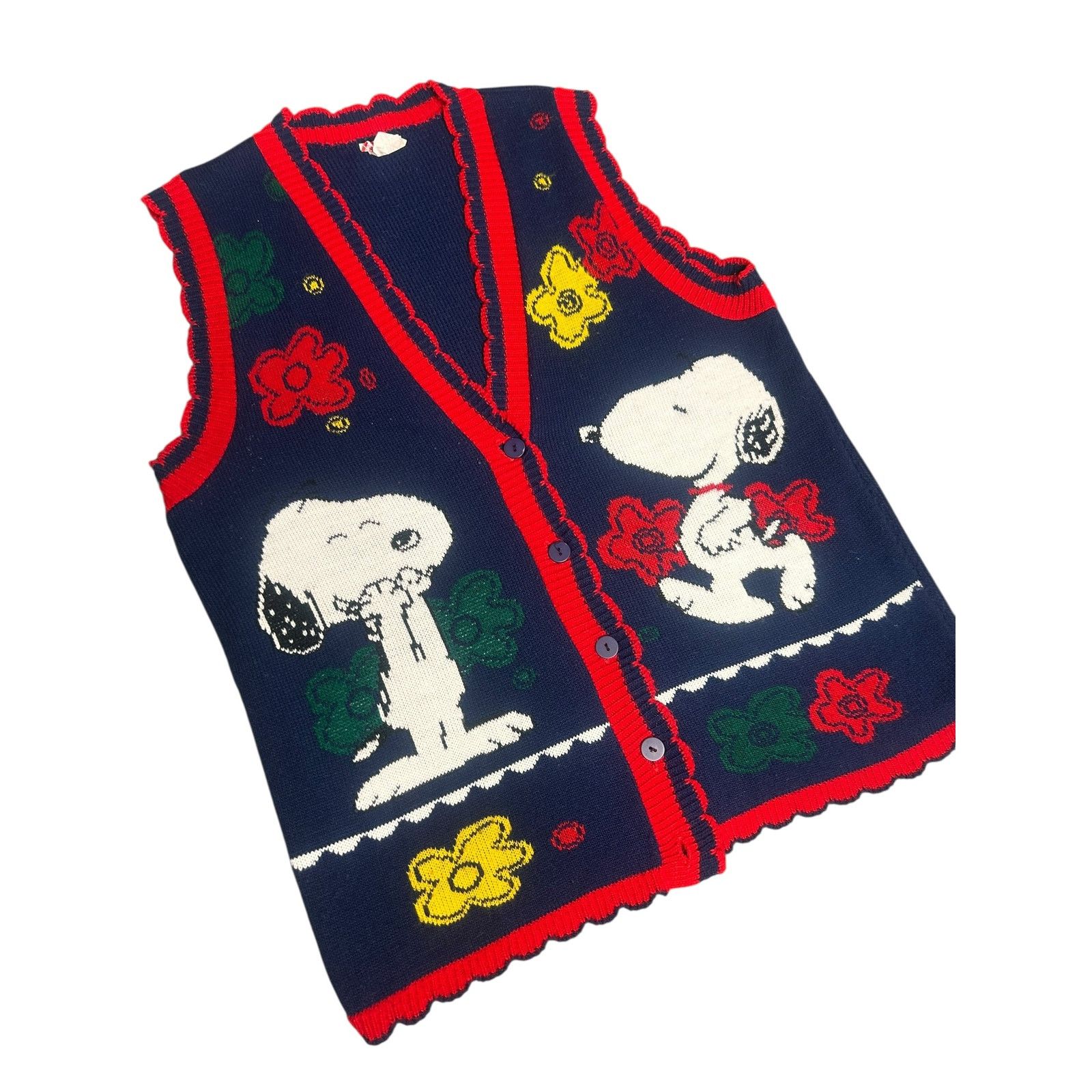 Peanuts × Vintage Vintage 90s Peanuts Snoopy & Friends Knit Sweater Vest Size M / US 6-8 / IT 42-44 - 3 Thumbnail