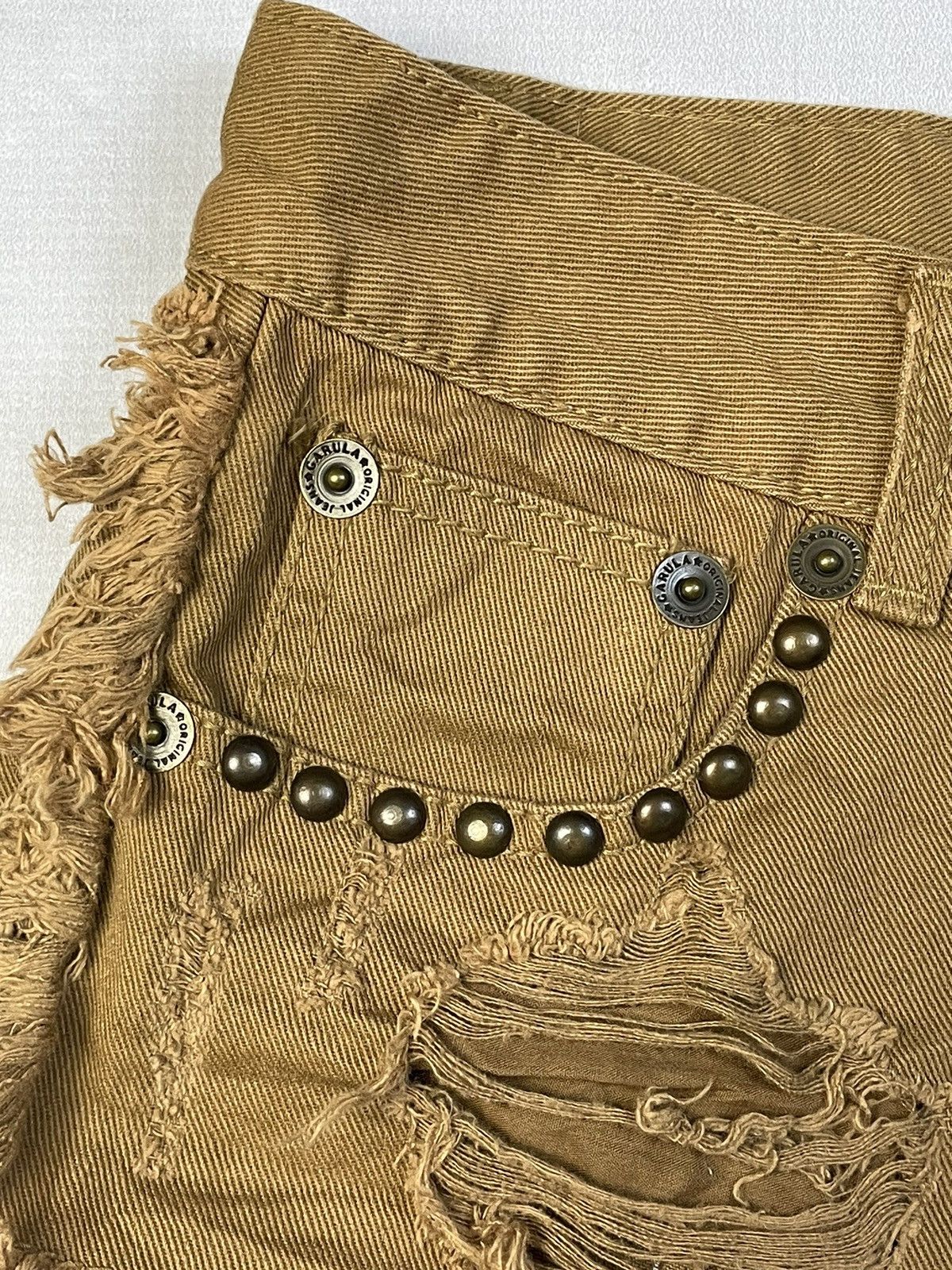 Japanese Brand 2000s Garula Gyaru Gal Studded Distressed Low Rise Shorts Size 27" / US 4 / IT 40 - 4 Thumbnail