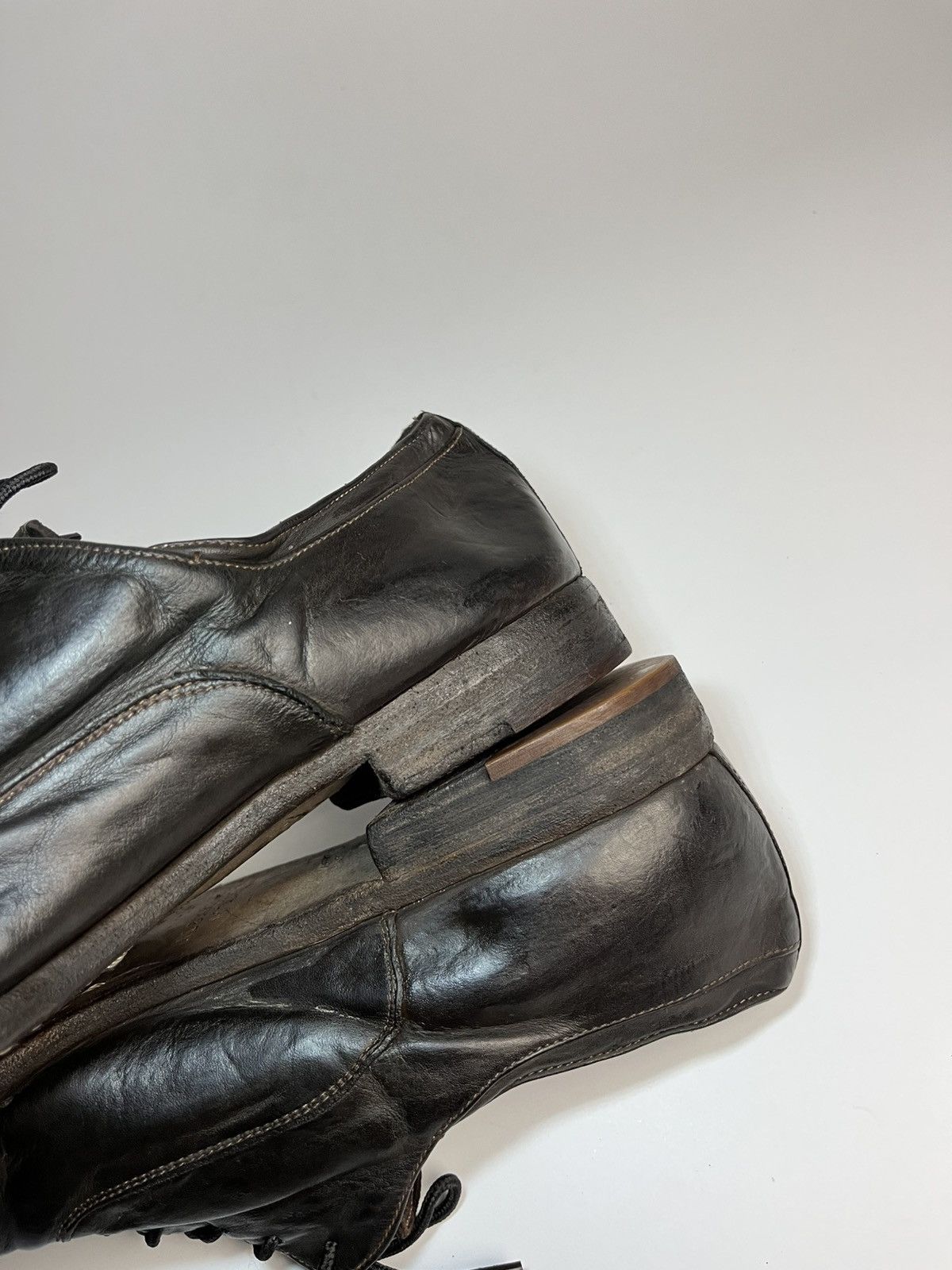 Alexander McQueen Alexander McQueen Burnished Espresso Leather Cap-Toe Oxfords Size US 10 / EU 43 - 15 Thumbnail