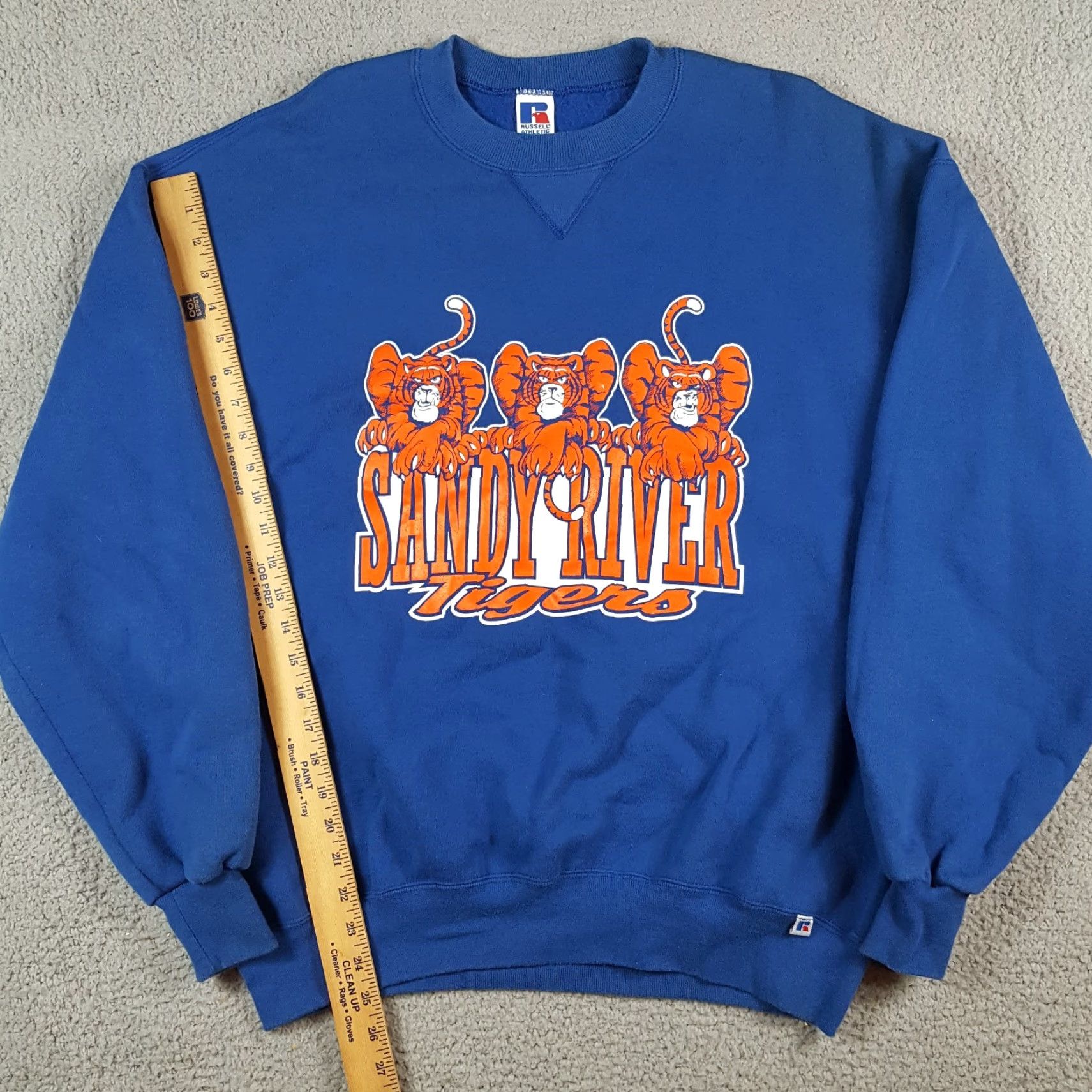 Russell Athletic VINTAGE Russell Athletic Sandy River Tigers School Football XL Pullover Crewneck Sweatshirt Blue Mens Football 90s College Retro University Sweatshirt Size US XL / EU 56 / 4 - 8 Thumbnail
