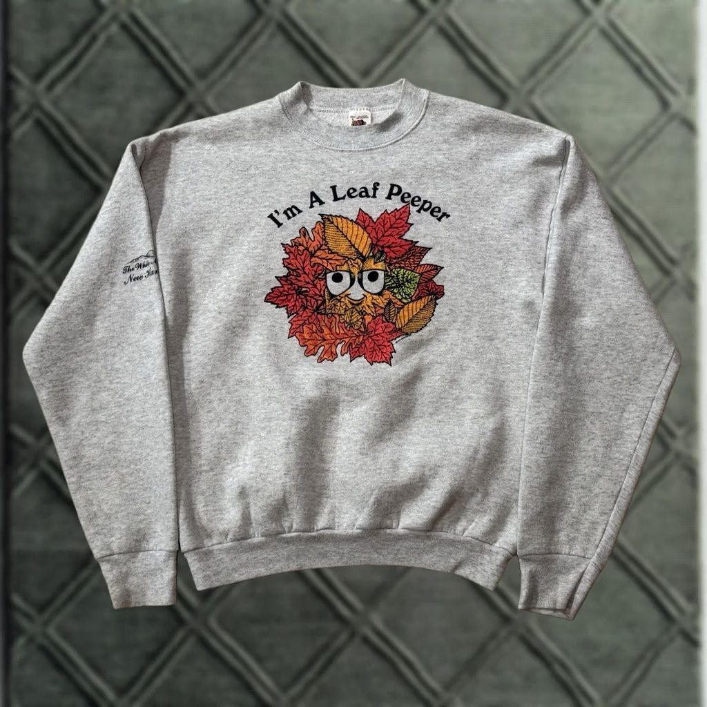Fruit Of The Loom VINTAGE Leaf Peeper Crewneck Sweatshirt Large Gray Cotton Polyester 90s Nature Graphic Print Fruit of the Loom Unisex Adults Sweatshirt Mens Womens Size US L / EU 52-54 / 3 - 1 Thumbnail