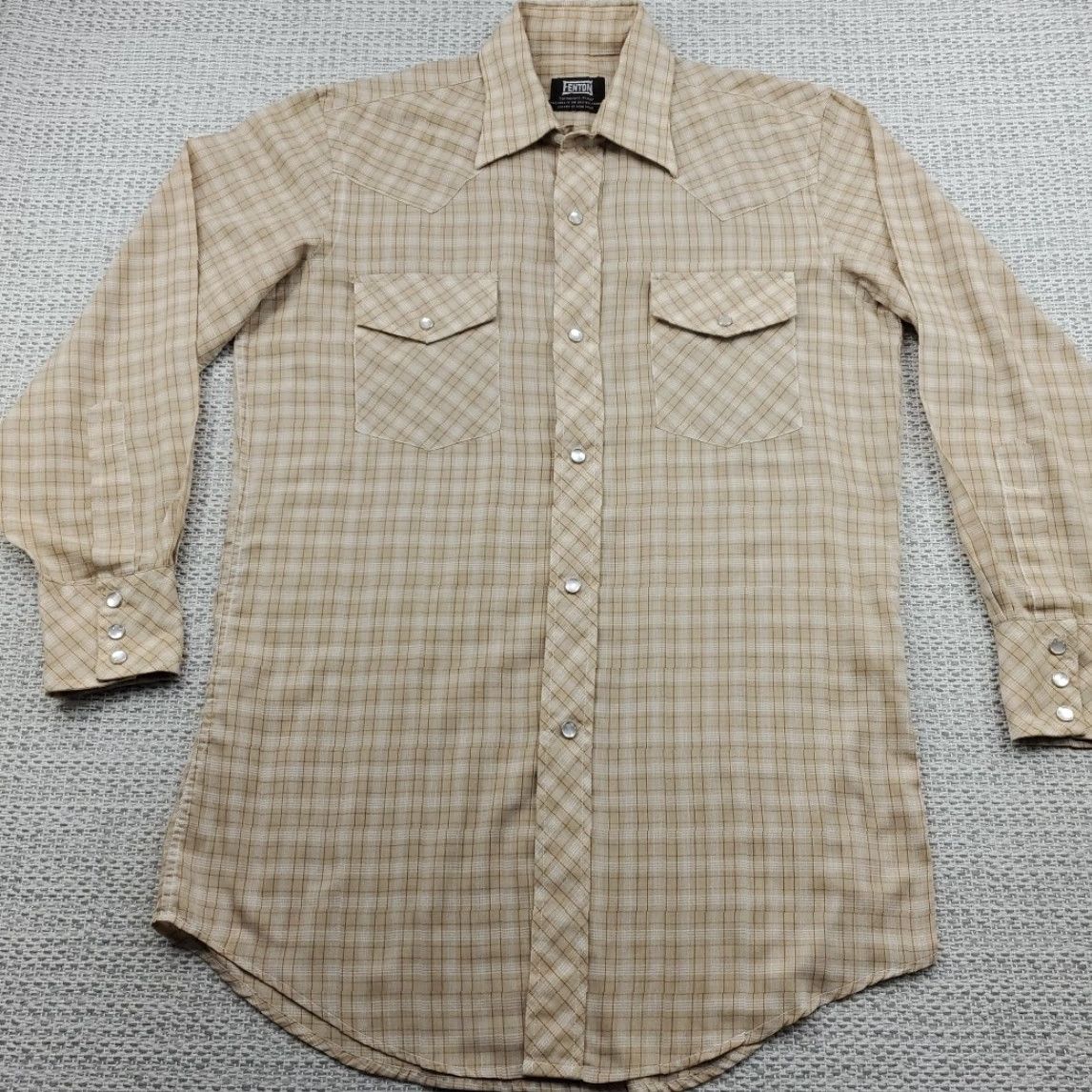 Vintage VINTAGE Fenton Western Cowboy Shirt Mens L Plaid Pearl Snap USA Made Long Tails Size US L / EU 52-54 / 3 - 5 Thumbnail