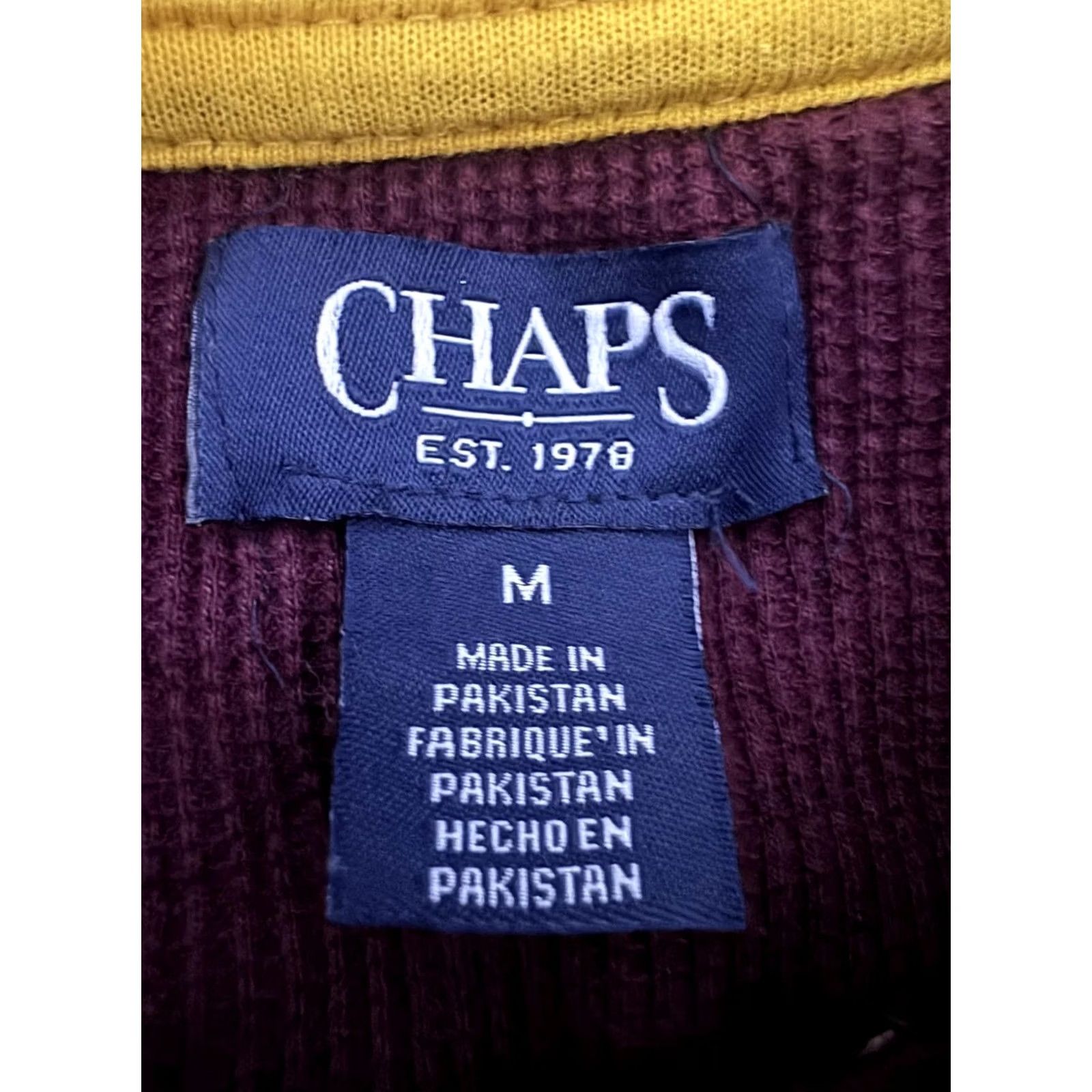Chaps Chaps Mens Long Sleeve Waffle Knit Shirt Burgundy Medium Crew Neck Solid Cotton Sweater Casual Size US M / EU 48-50 / 2 - 3 Thumbnail