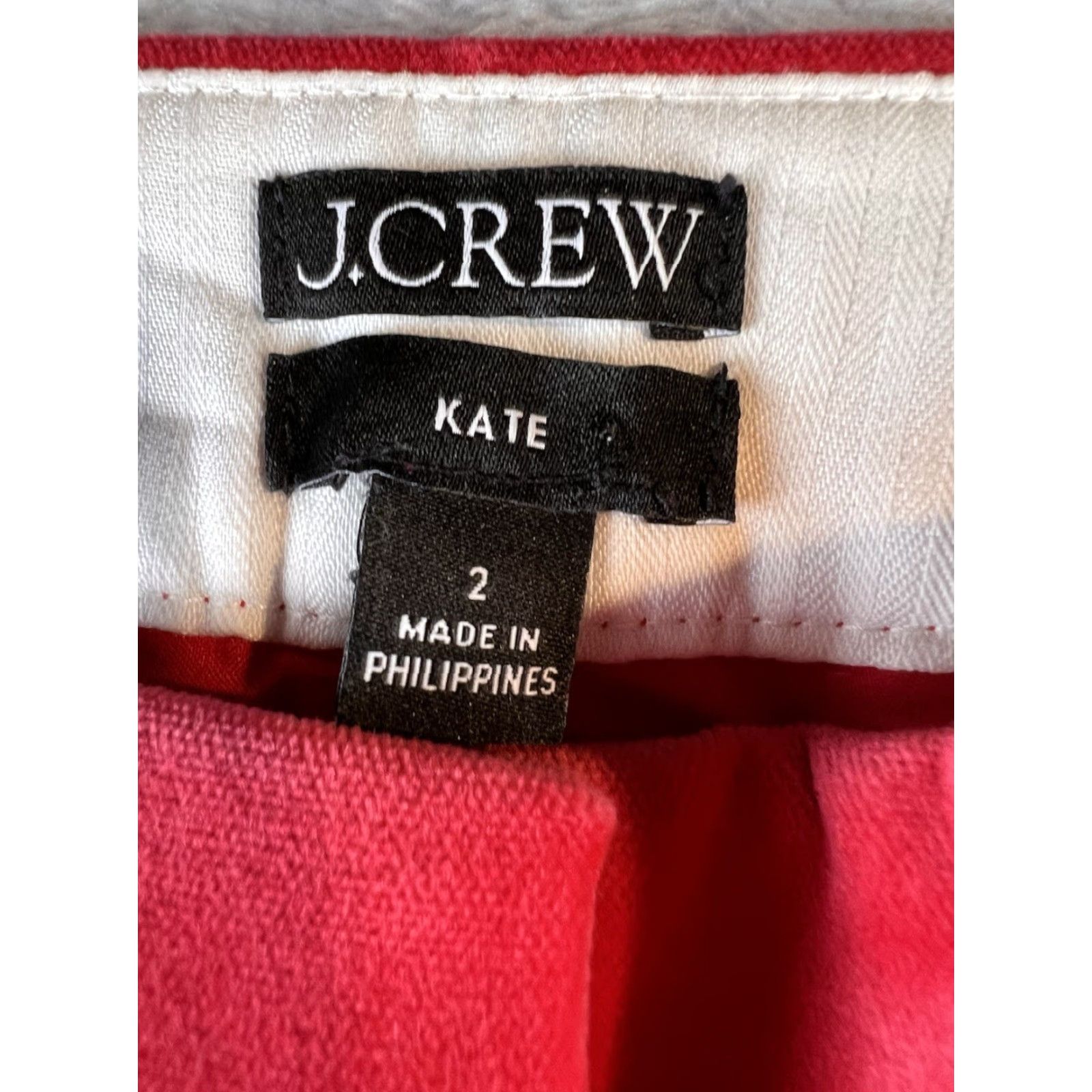 J.Crew J.CREW Kate Stretch Velvet Red Straight-Leg Pant Size 2 Women Dress Pants Regular Inseam 27 in Vintage No Size 26" / US 2 / IT 38 - 3 Thumbnail