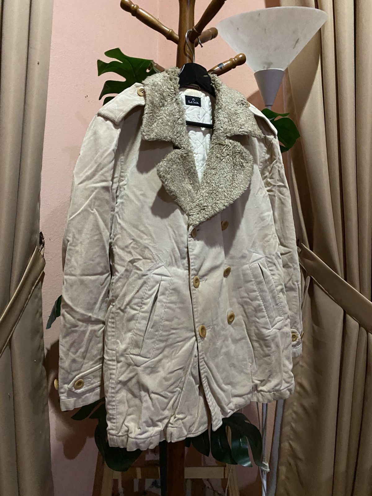 Paul Smith Paul Smith Beige Corduroy Sherpa Collar Double-Breasted Coat Size US M / EU 48-50 / 2 - 5 Thumbnail
