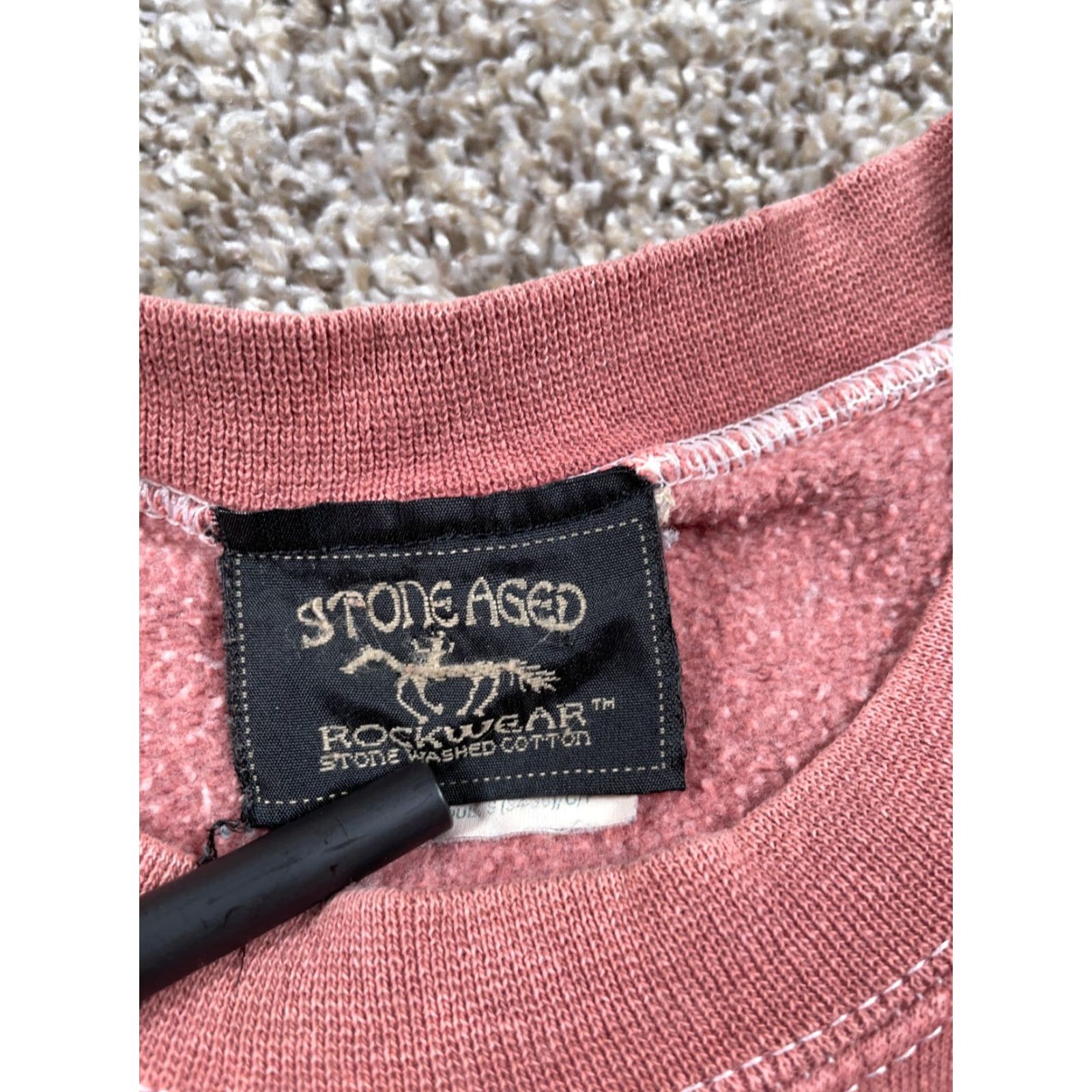 Vintage VINTAGE Stone Aged Rock Wear Sweatshirt Crew Neck Red Tie Dye Moose Print Adult Small Distressed Long Sleeve Pullover Cotton Polyester Cotton Blend Size US S / EU 44-46 / 1 - 4 Thumbnail