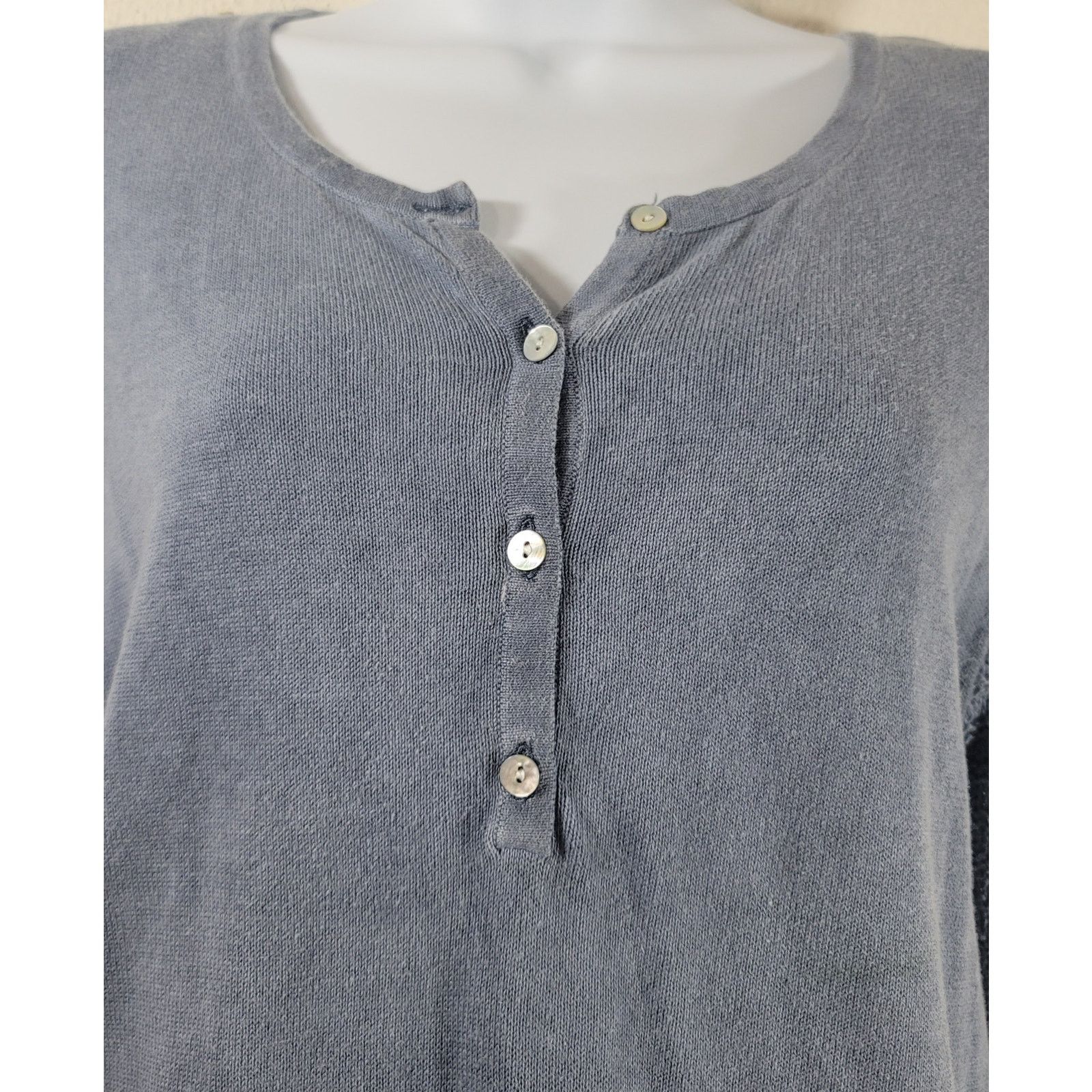 Other Democracy Blue 4 Button Henley Open Knit Back Panel Top M Size M / US 6-8 / IT 42-44 - 5 Thumbnail