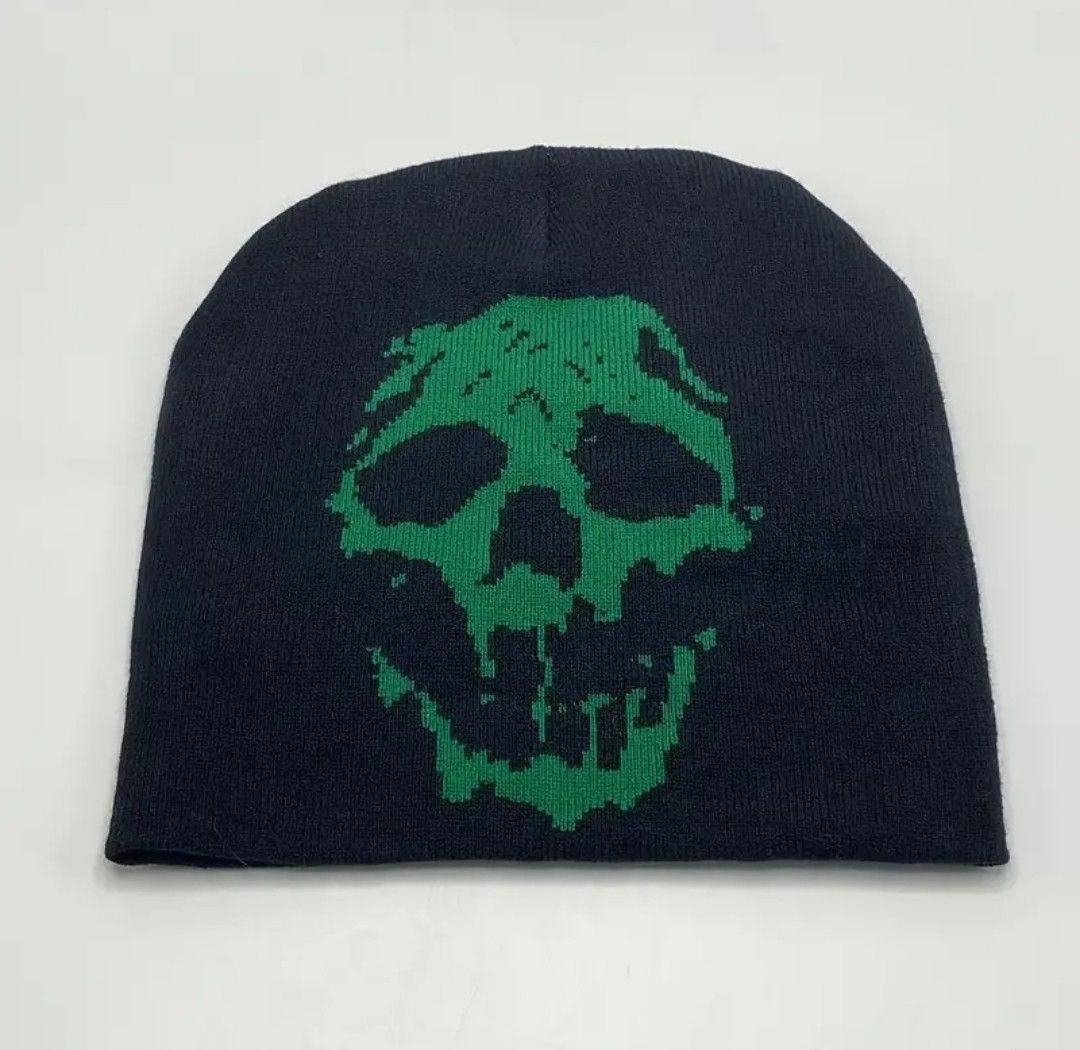 Vintage Green Skull Y2K Era Beanie Size ONE SIZE - 1 Preview
