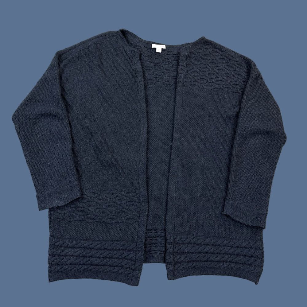 J. Jill J Jill Women's Medium Navy Cardigan Sweater Open Front Textured Knit Size M / US 6-8 / IT 42-44 - 1 Thumbnail