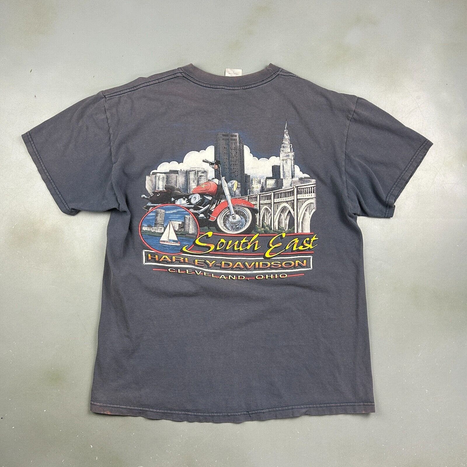 VINTAGE Harley Davidson South East Faded Biker T-Shirt L - Tops