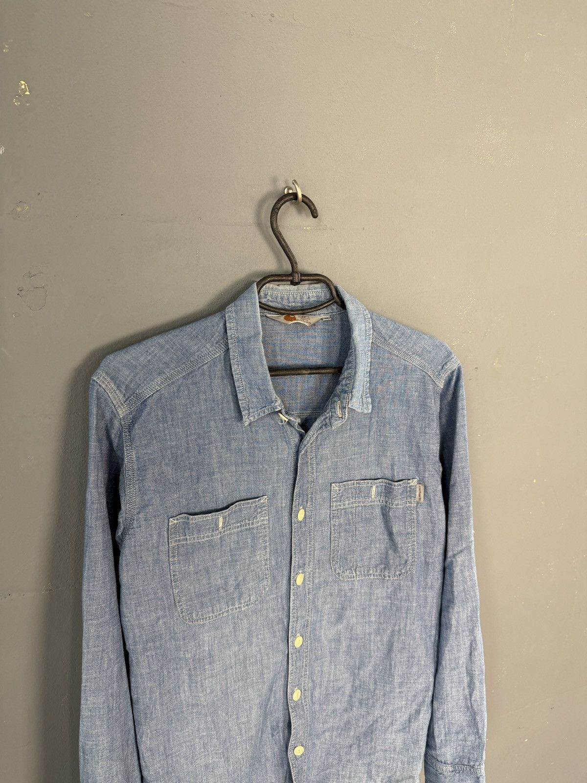 Carhartt VINTAGE Carhartt Shirt Denim Western Pearl Blue 90s Workwear Size US M / EU 48-50 / 2 - 2 Thumbnail