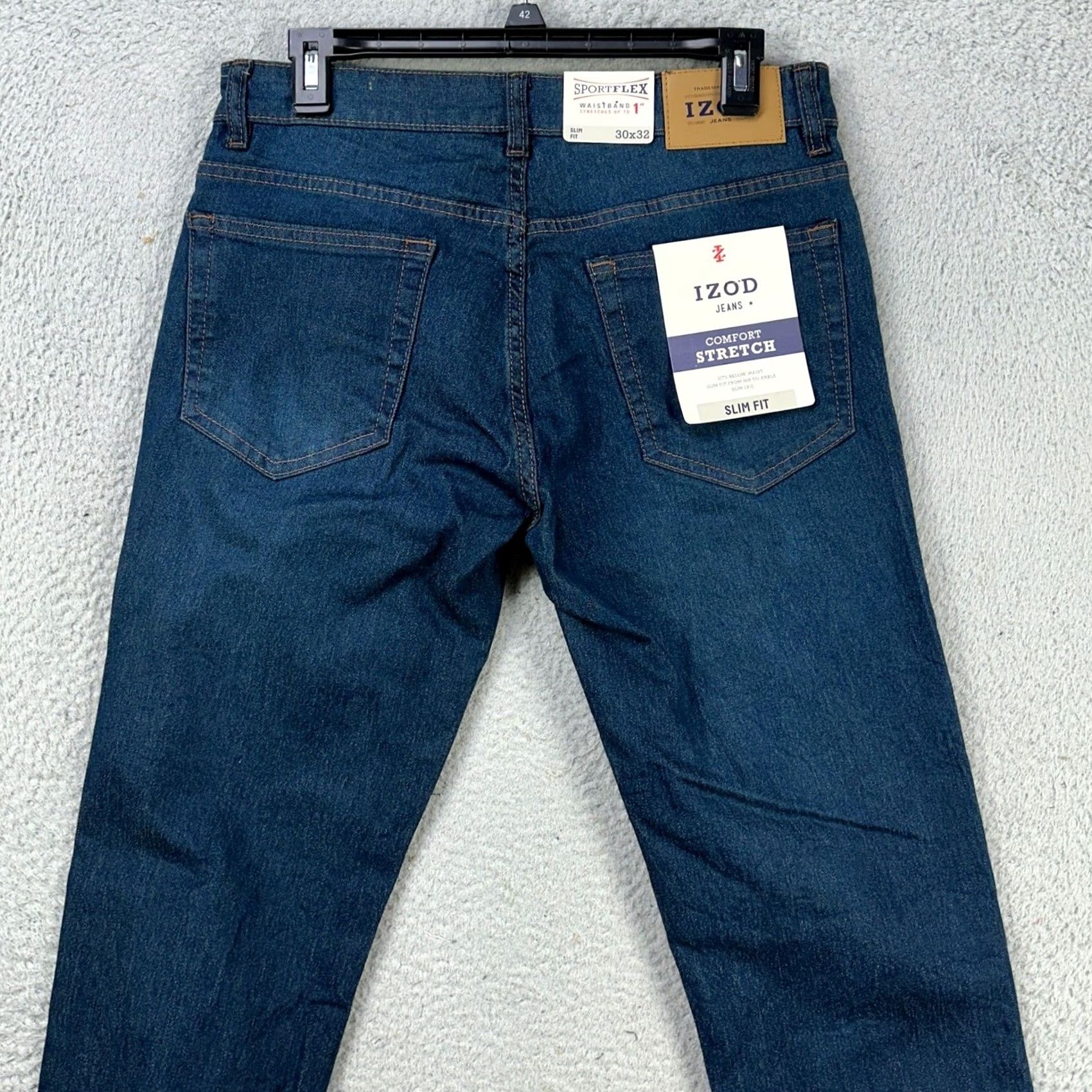 Izod IZOD Slim Jeans Mens 30X32 Blue Distressed Stretch 5 Pocket Comfortable Denim Jeans Slim Fit 30 32 Size Regular Mens) Size US 30 / EU 46 - 3 Thumbnail